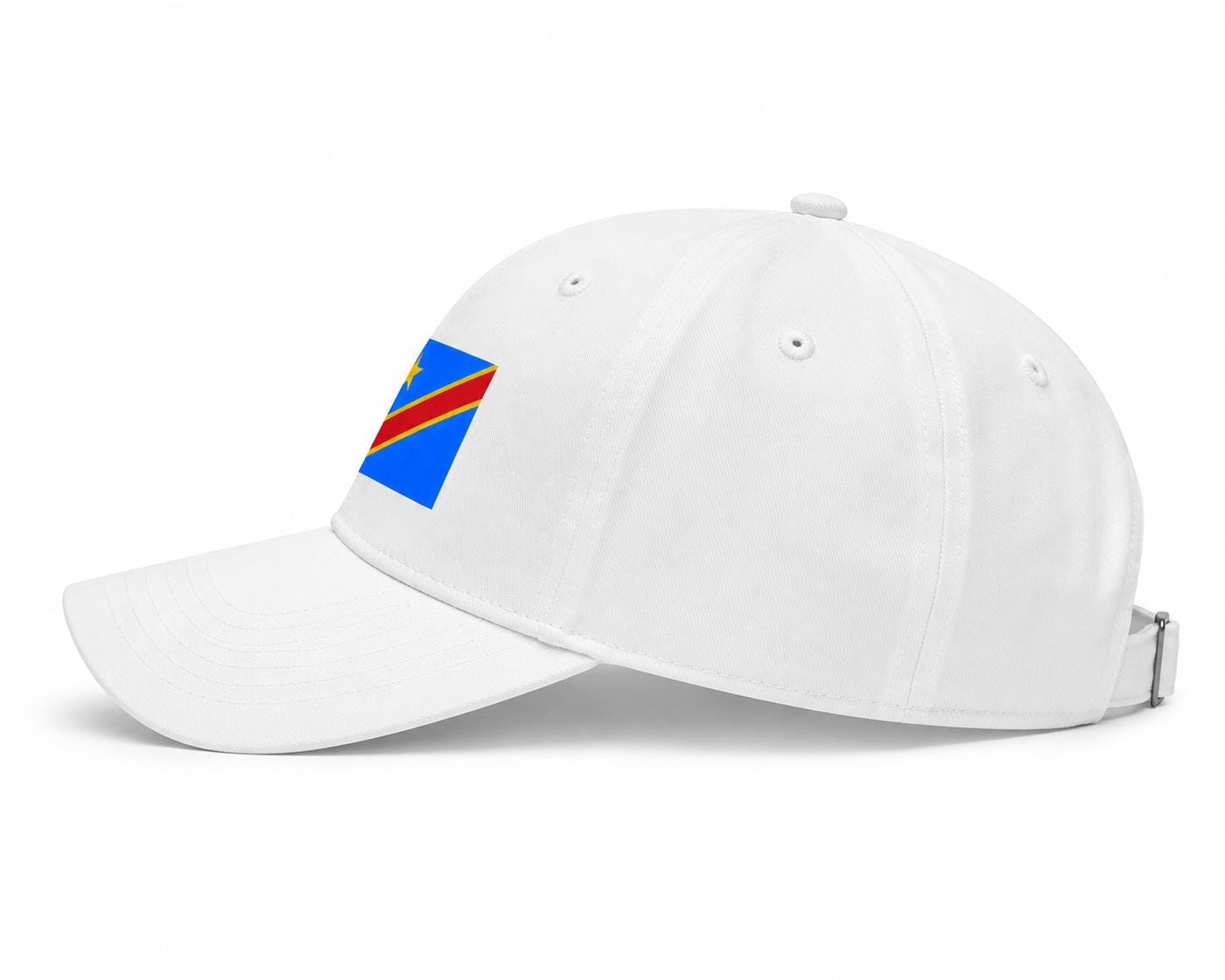 DRC Baseball Cap | Democratic Republic of Congo Hat | Congo Flag Cap | White Dad Hat | African Pride Hat | Unisex Adjustable Cap