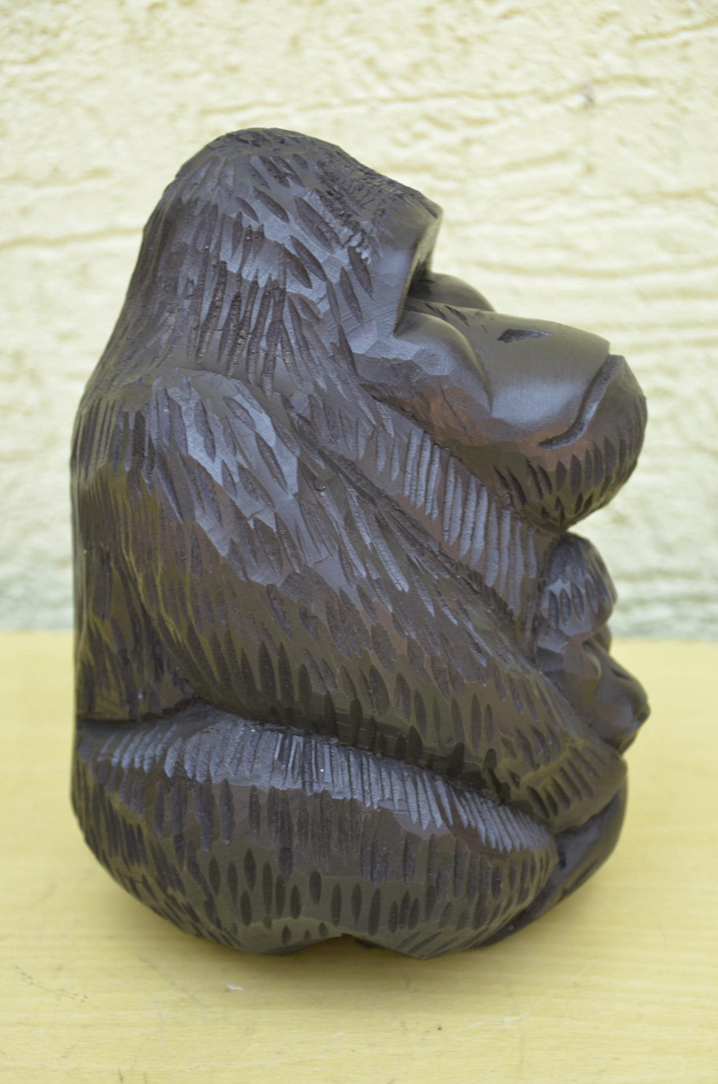 Hand Carved Wooden Mother and Baby Gorilla | Wildlife Art