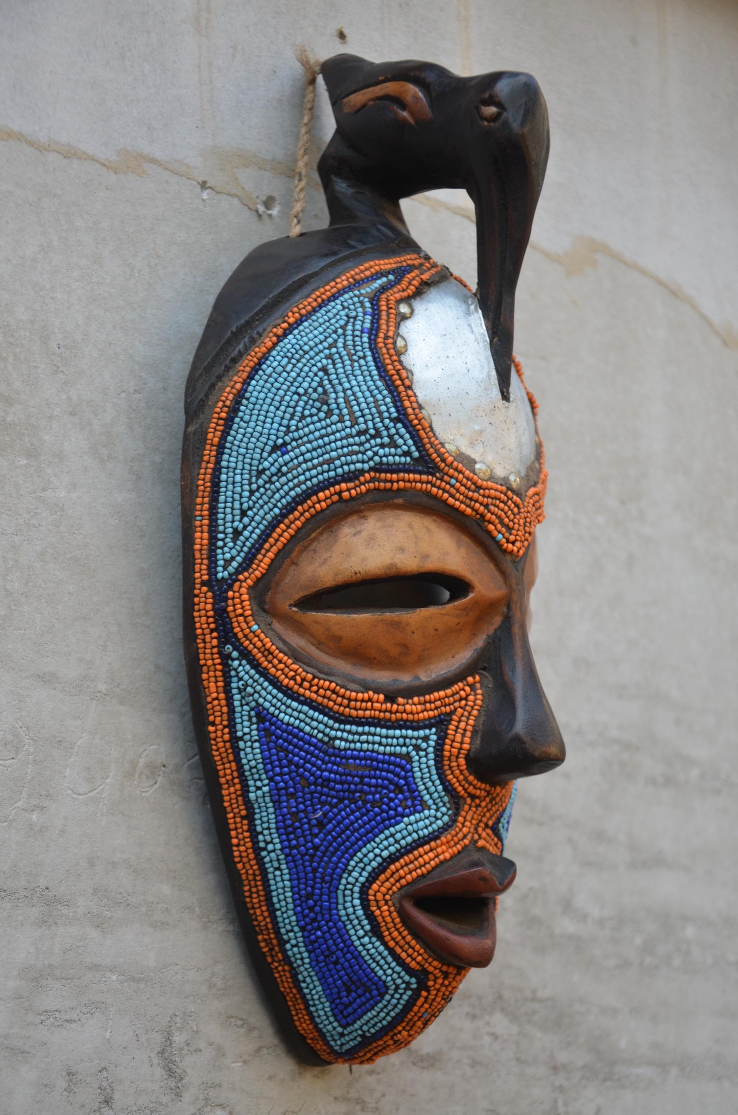 Authentic Bamum Beaded Mask | Cameroon Grassfields Art | Tribal Decor
