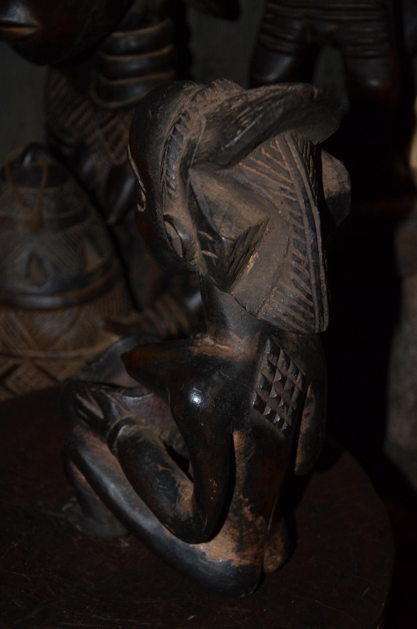 Authentic Luba Kneeling Figure | Mboko Bowl Bearer | Congolese Tribal Art
