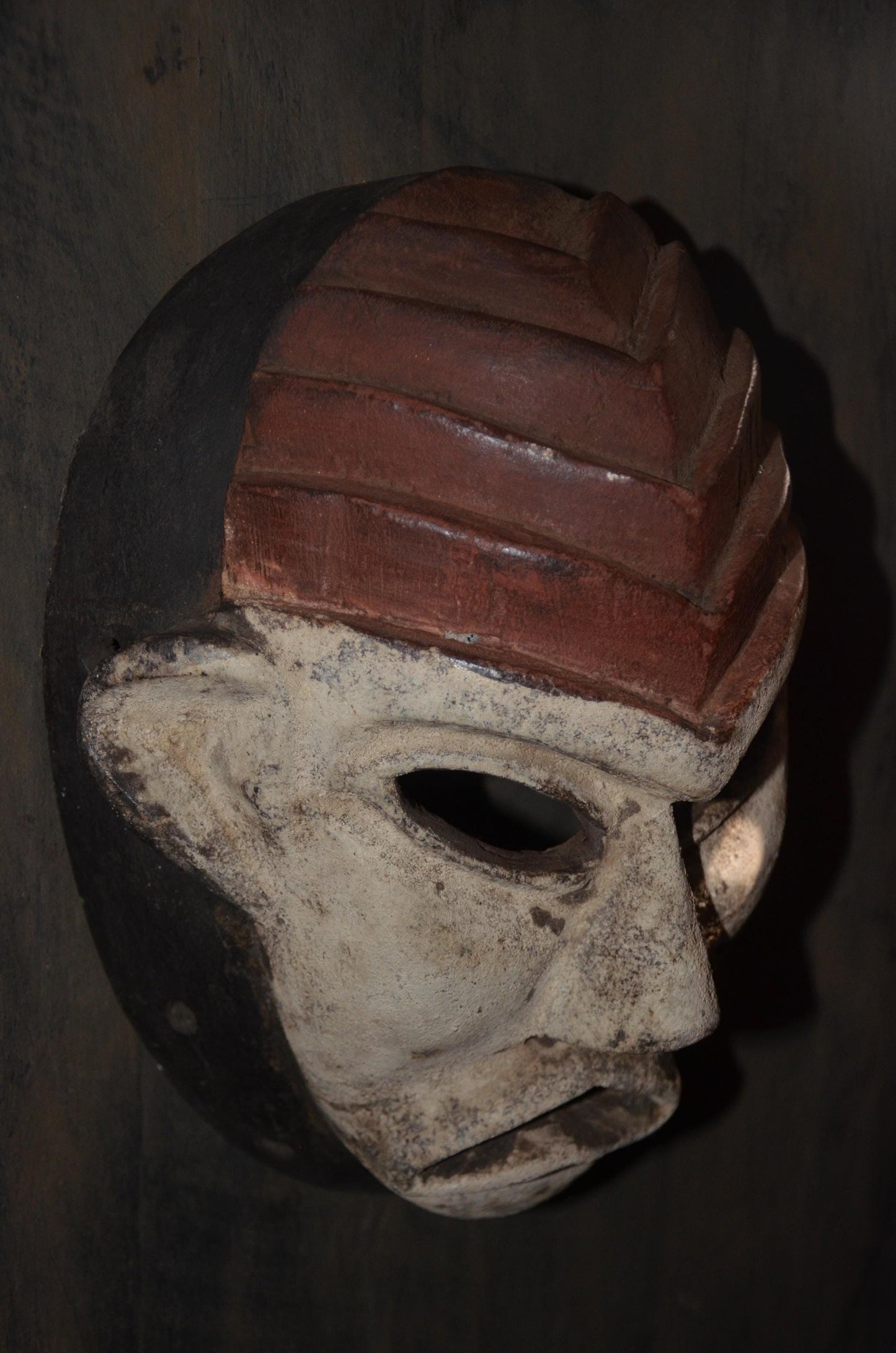 An Authentic Luba or Songye Kikashi Mask - 14" White Female Spirit Mask, Congo Kifwebe Wall Decor.