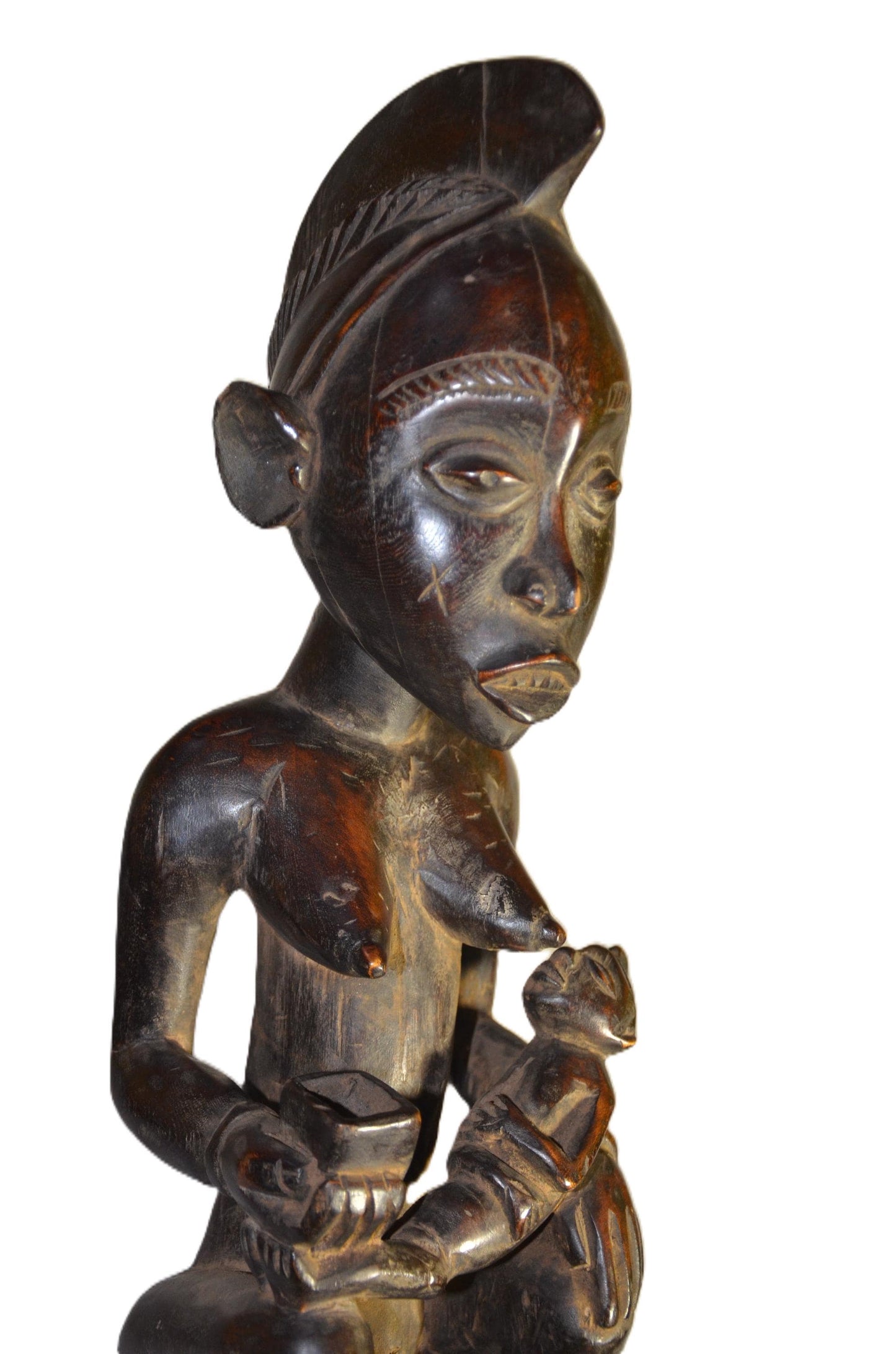 Authentic Chokwe Statue | Maternity Ancestral Figure | Congolese Art