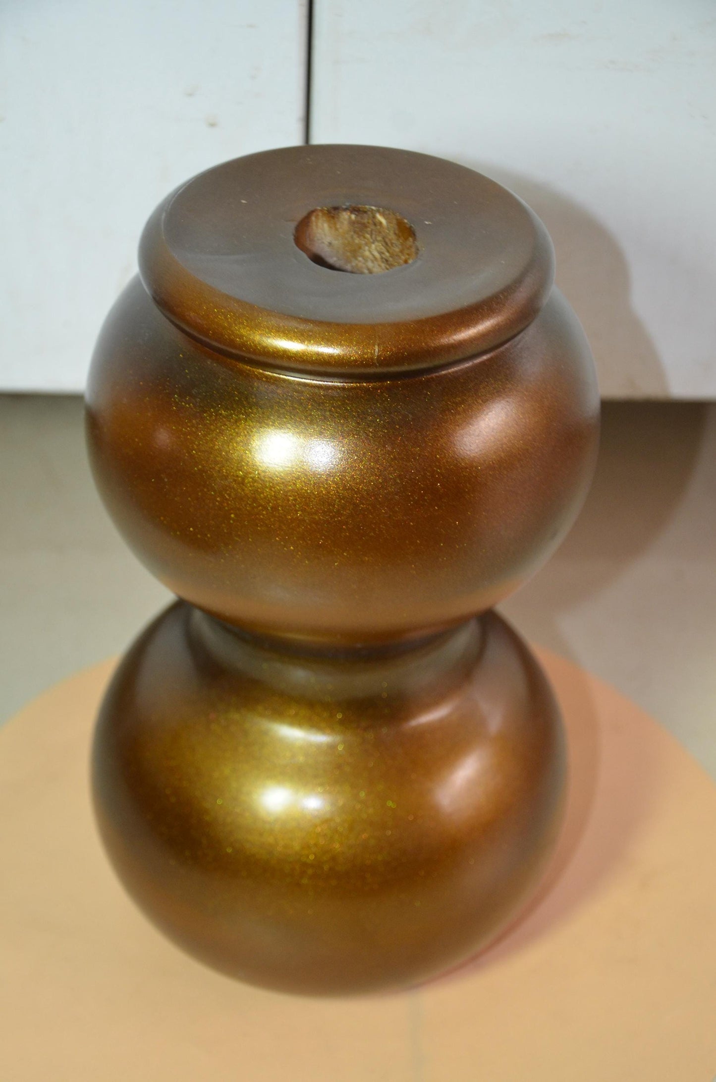 Wooden Gourd Vase – Metallic Bronze Gold Totem Vessel, Modern Nordic Home Decor