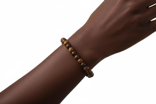 Brown Stone Rwandan Beaded Bracelets, Handmade African Geometric Earth Tone Jewelry