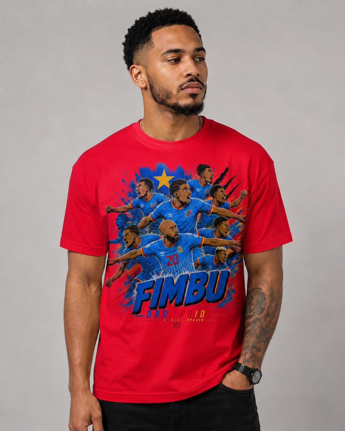 Fimbu DRC Pride T-Shirt, Congo Les Leopards Shirt, DRC Football Fan Tee, Congolese Soccer Shirt, Congo Pride Graphic Tee
