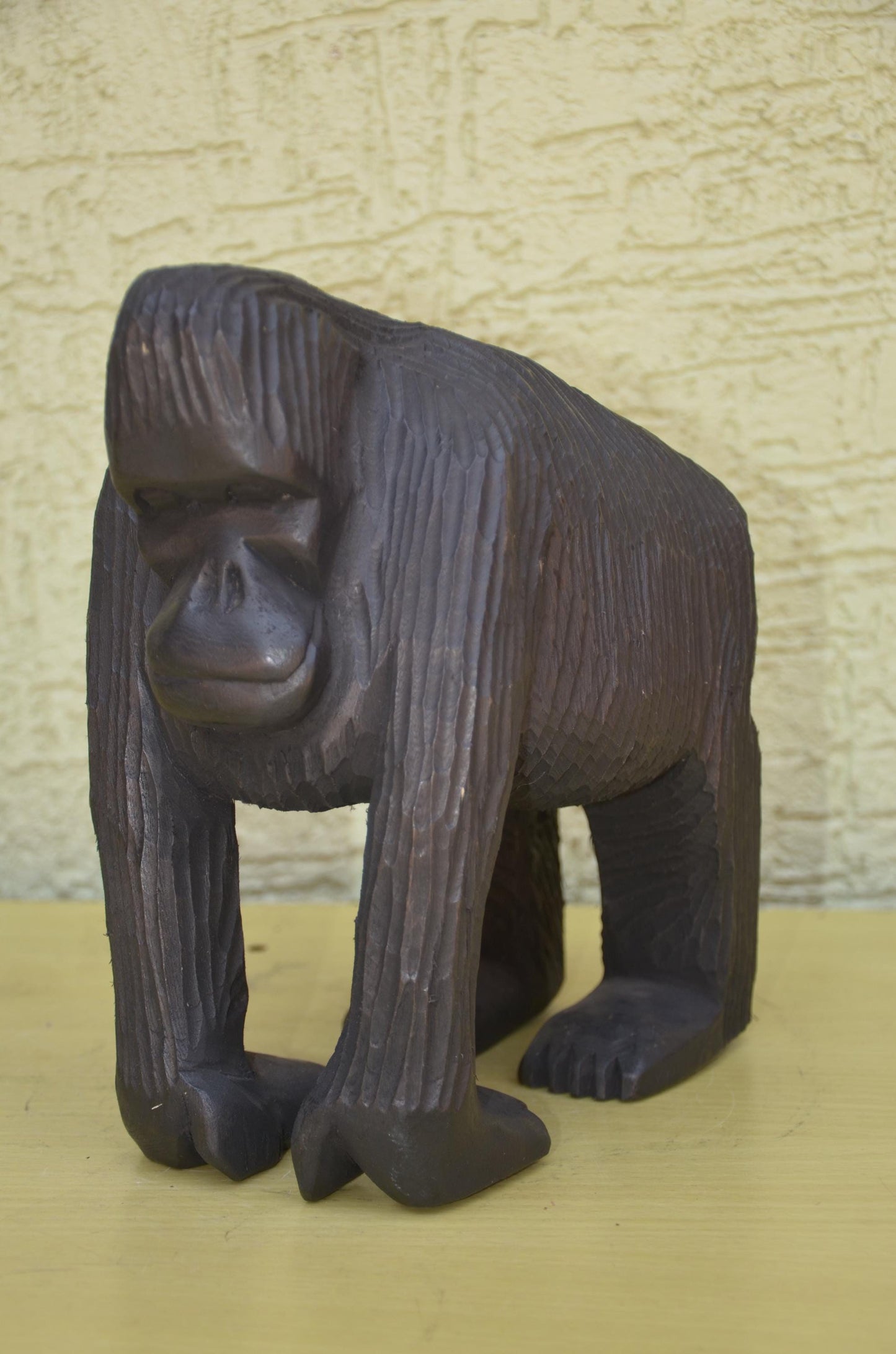 Hand Carved Wooden Silverback Gorilla | African Wildlife Art