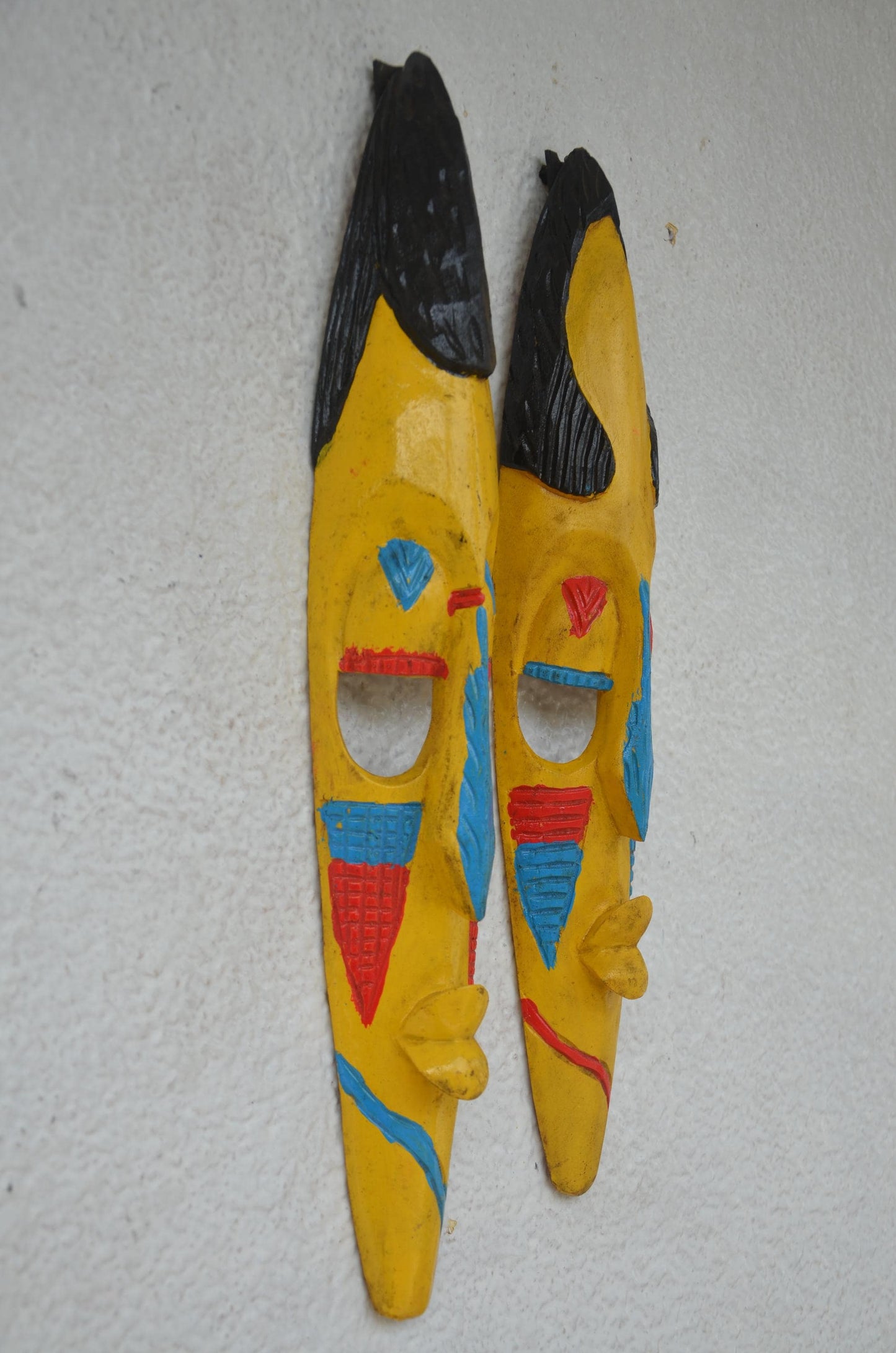 Hand-Carved Nyiginya Kingdom Wooden Facemask Couple | African Tribal Wall Art Decor