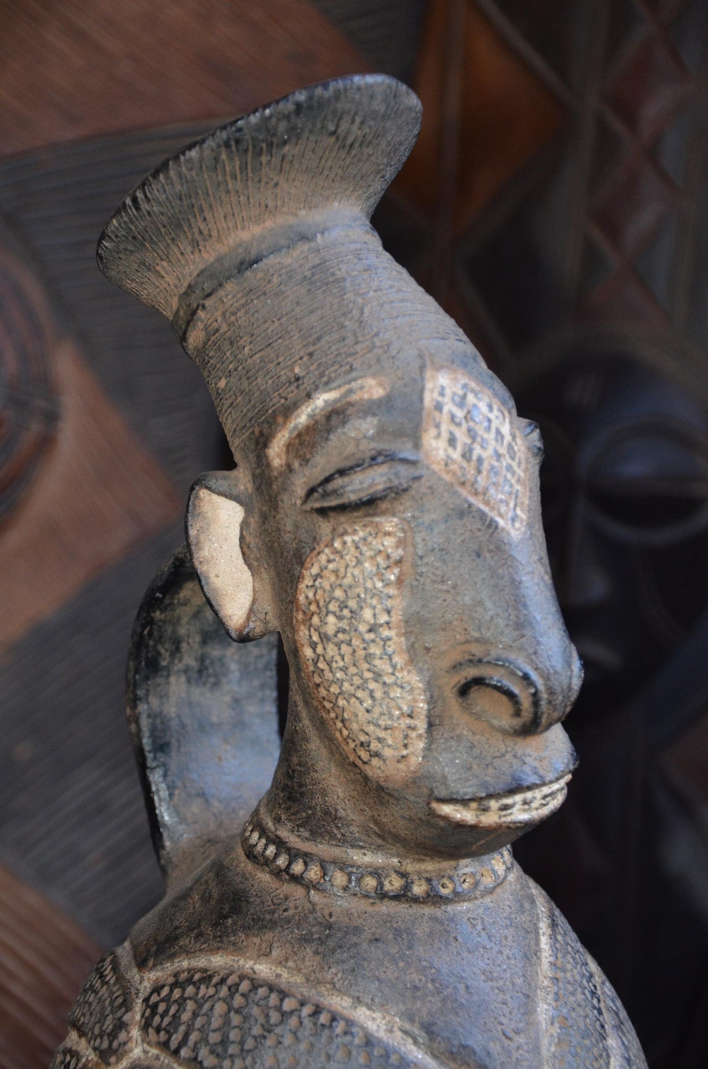 Authentic Mangbetu Pottery Vessel | Anthropomorphic Art | Congo Decor