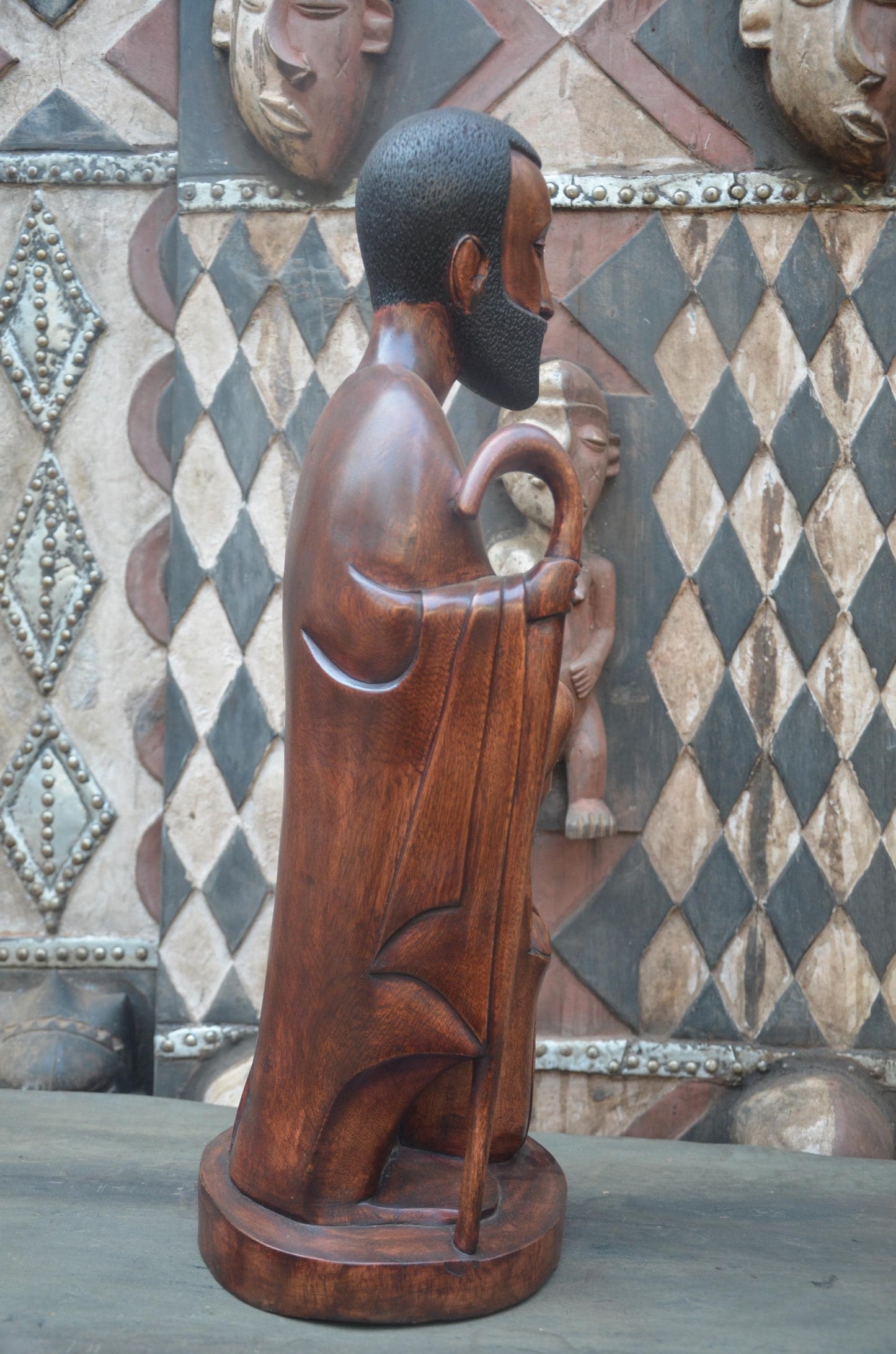 Hand-Carved African Holy Family Sculpture | Wooden Nativity Art