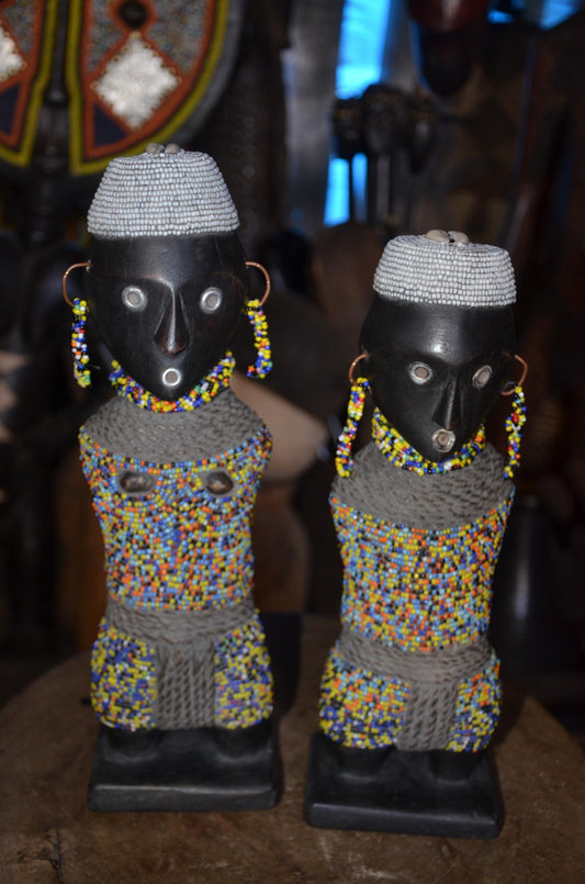 Cameroonian Namji Doll | Hand-Beaded Tribal Statue | Authentic Fertility Talisman