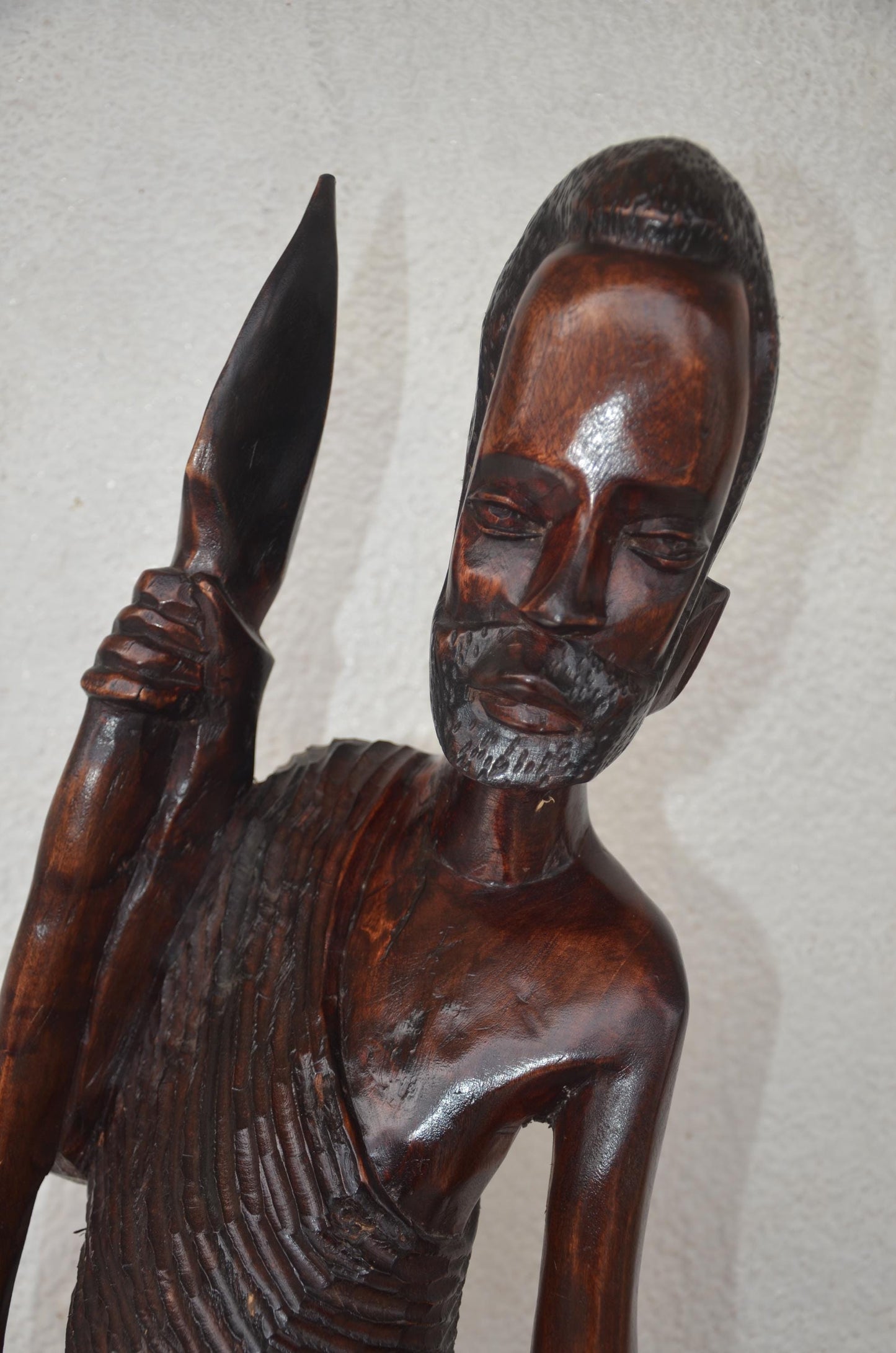 Hand-Carved Wooden Rwanyonga Fighter Statue | African Tribal Art Sculpture
