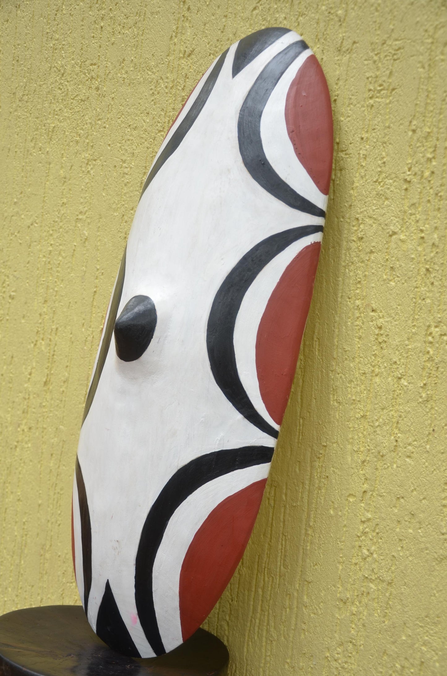 Rwandan Intore Shield – 30" Hand-Painted Wood Dance Shield – Tribal Decor