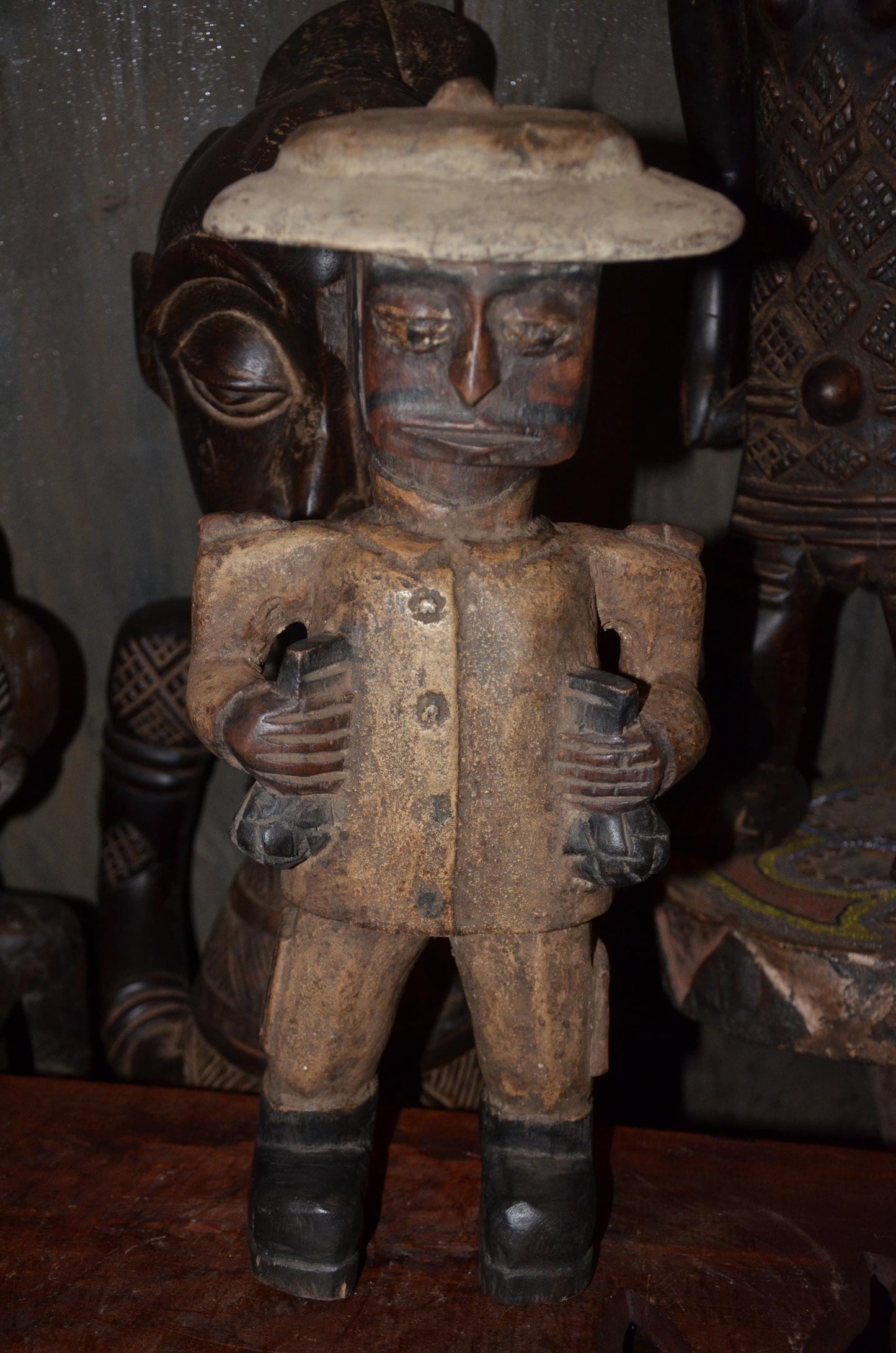Colonial Era Wood Statue | Tax Collector Figure | Congolese Tribal Art