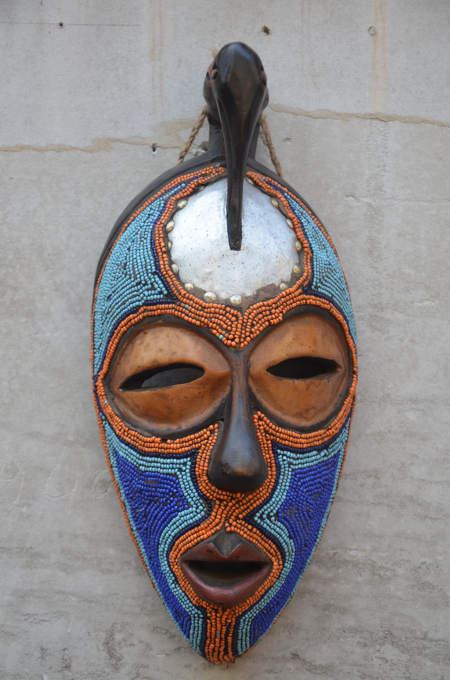 Authentic Bamum Beaded Mask | Cameroon Grassfields Art | Tribal Decor