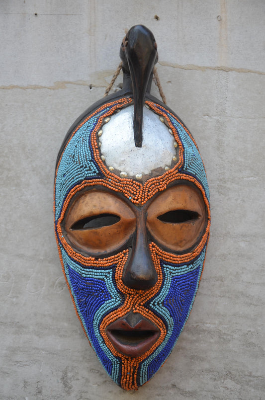 Authentic Bamum Beaded Mask | Cameroon Grassfields Art | Tribal Decor