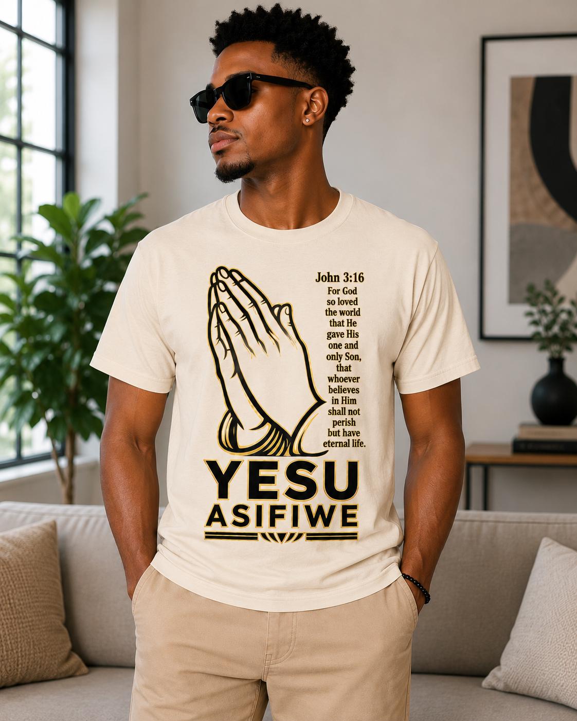 Yesu Asifiwe T-Shirt, John 3:16 Christian Shirt, Swahili Faith Tee, Praying Hands Shirt, African Christian Gift, Unisex Gospel Tee