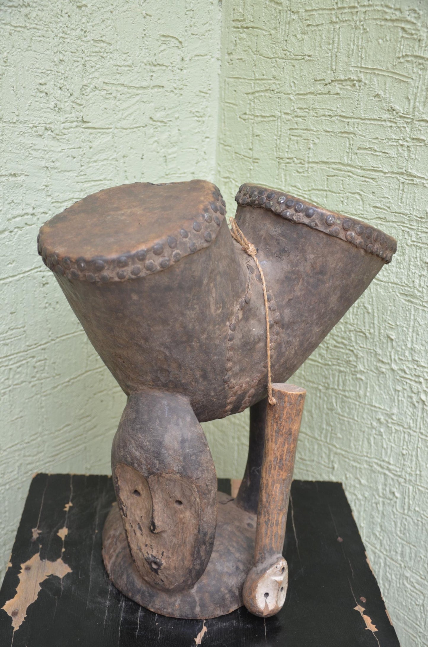 Authentic Pende/Kuba Traditional Double Drum | Congolese Art