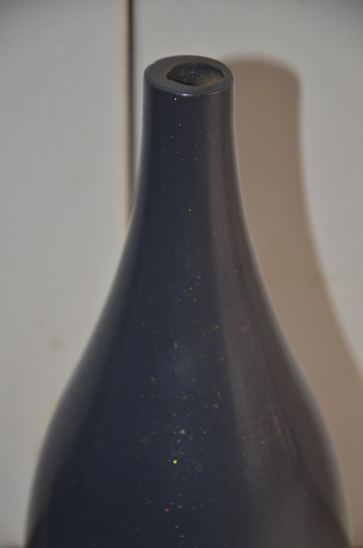 Tall Wooden Floor Vase | Charcoal Grey and Cream Long Neck Bottle Vase