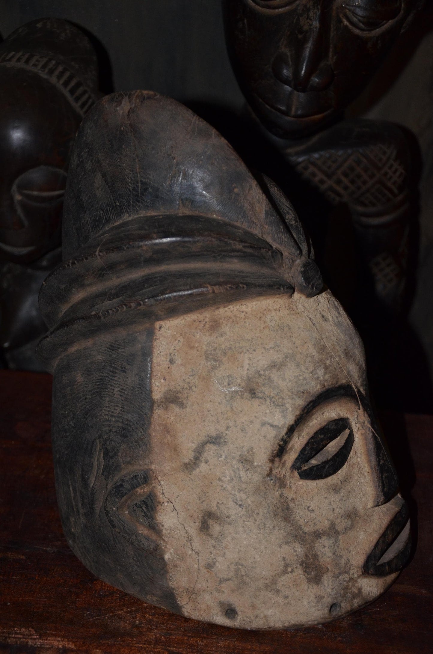 Authentic Luba Songye Helmet | Kikashi Female Spirit | Tribal African Art