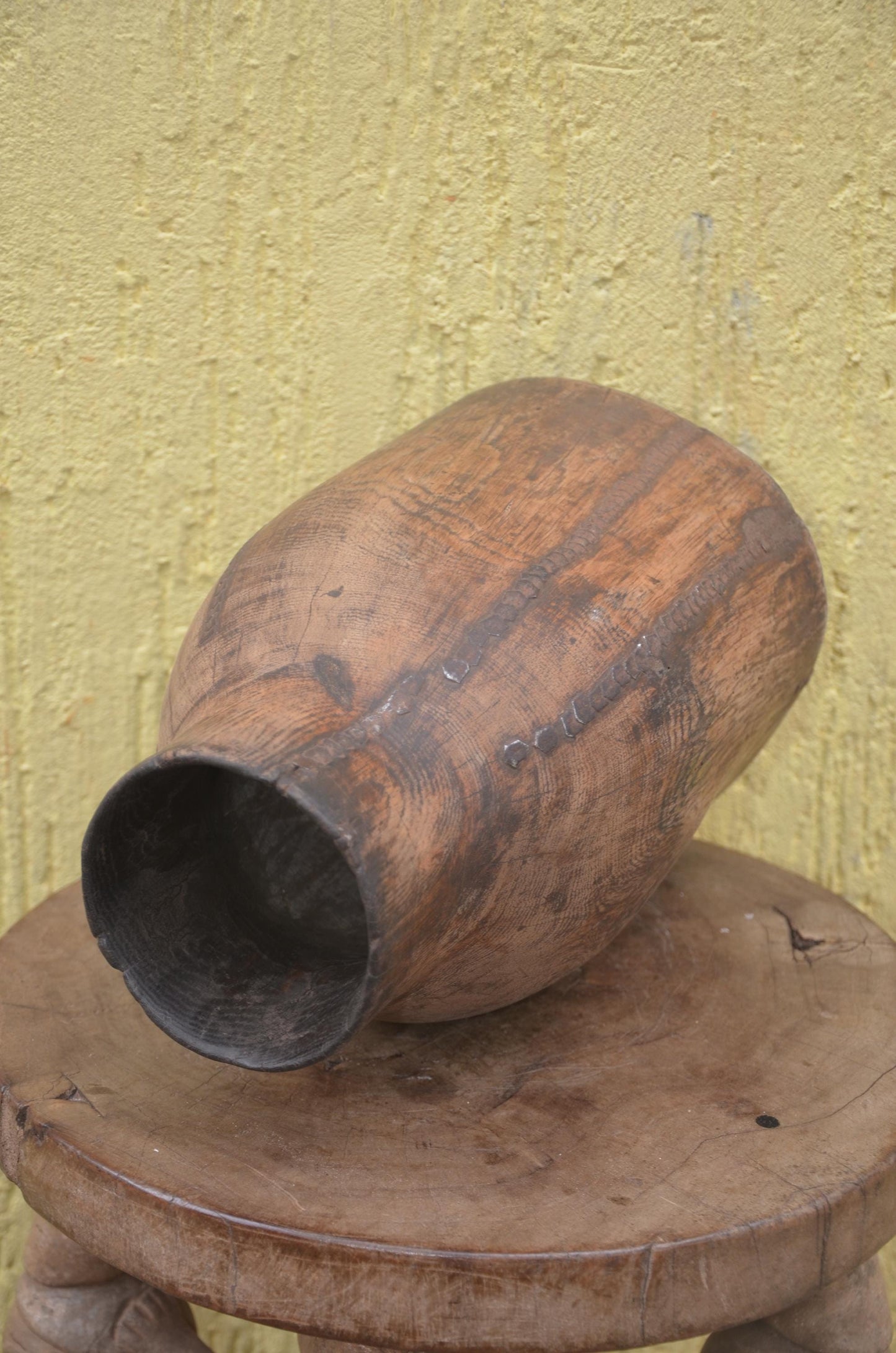 Authentic Rwandan Milk Vessel | Carved Icyansi | Traditional Wood Art