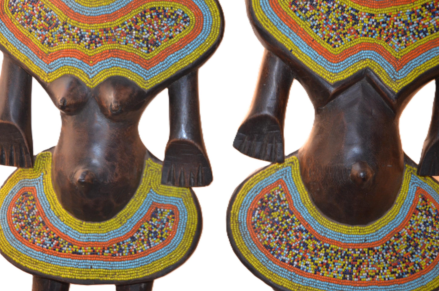Luba Couple Statue – 21" Hand-Carved Wood Congo Ancestor Figure – Tribal Art.