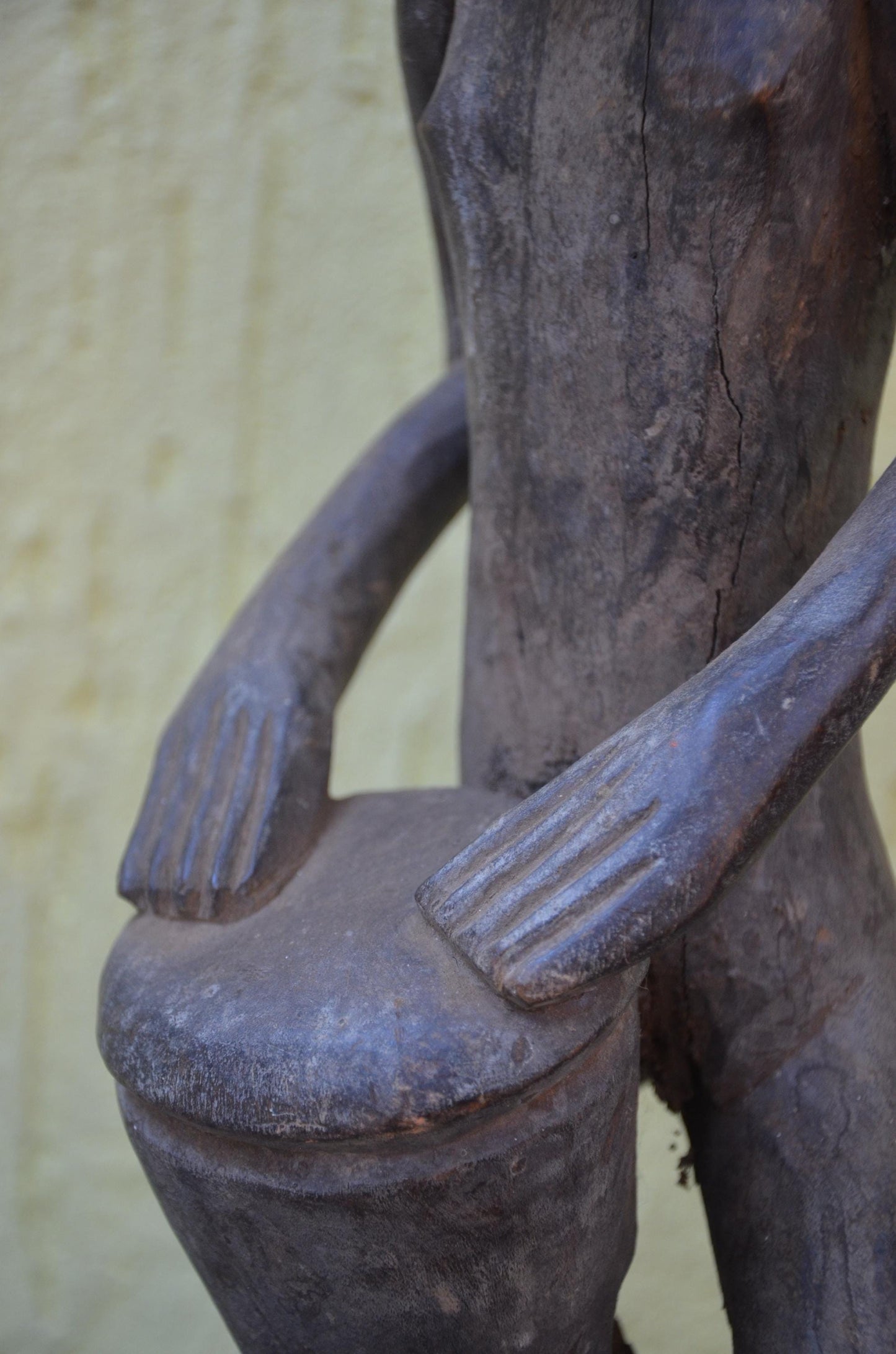 Luba Bowl Bearer – 16" Wooden African Figure – Congo Tribal Home Decor