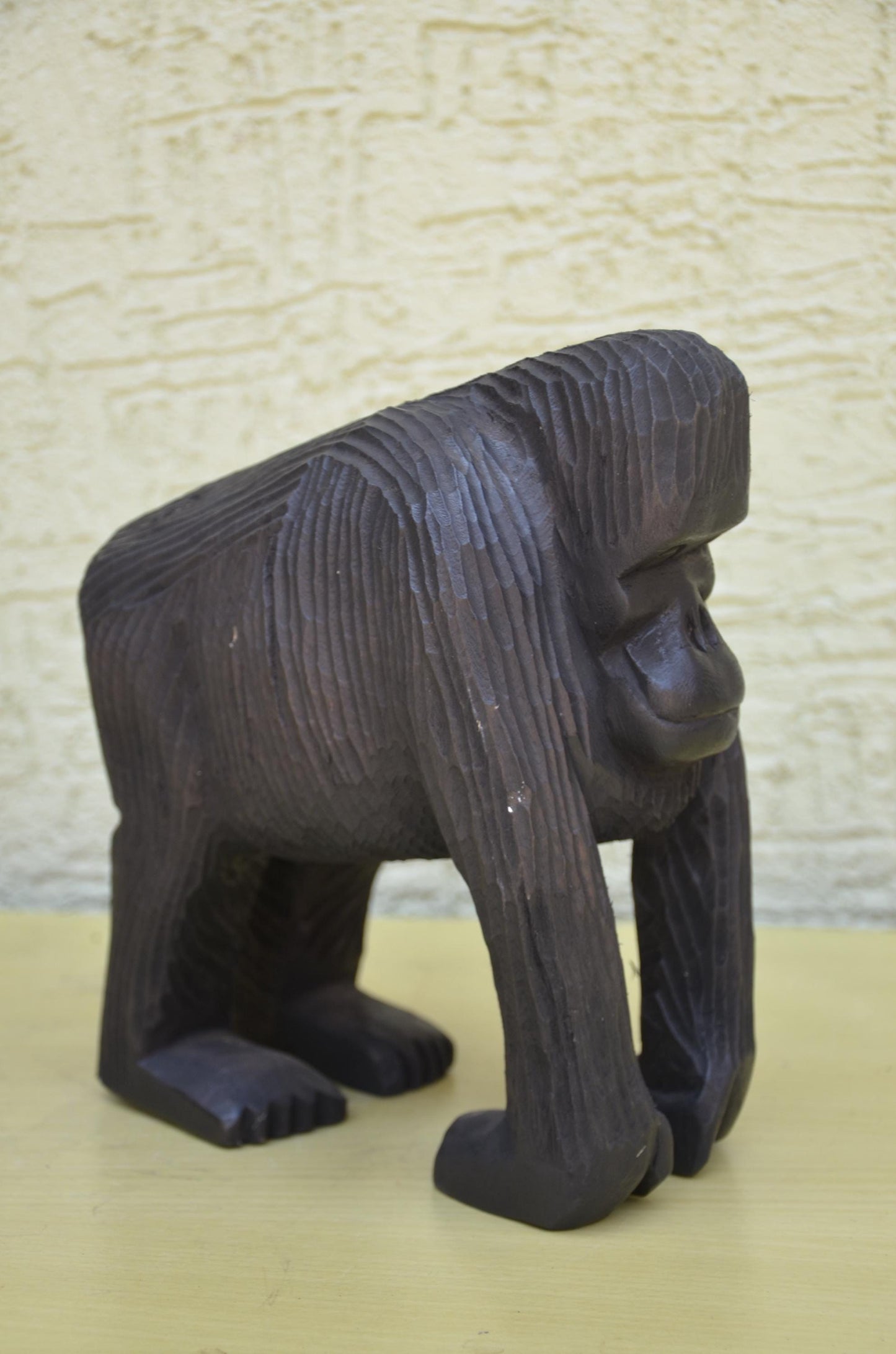 Hand Carved Wooden Silverback Gorilla | African Wildlife Art