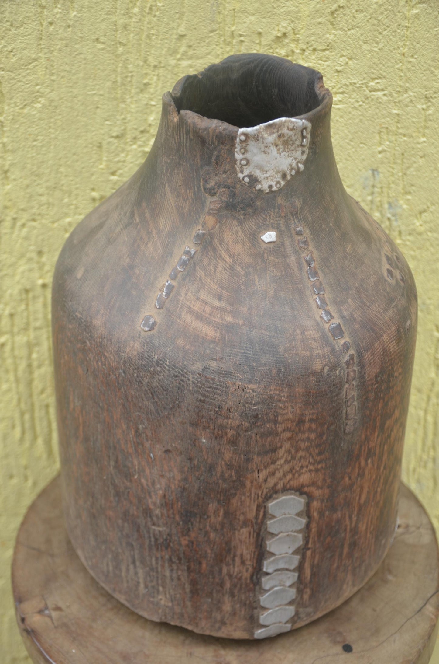 Rwandan Wooden Milk Vessel | Handcrafted Icyansi Cultural Artifact | Traditional African Dairy Pot | Ethnic Sculptural Decor
