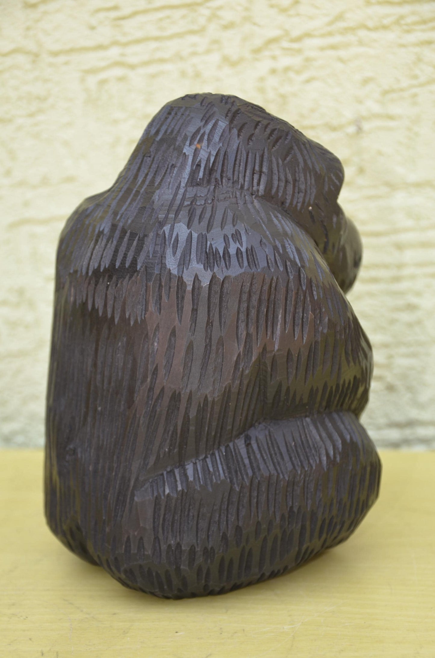 Hand Carved Wooden Mother and Baby Gorilla | Wildlife Art
