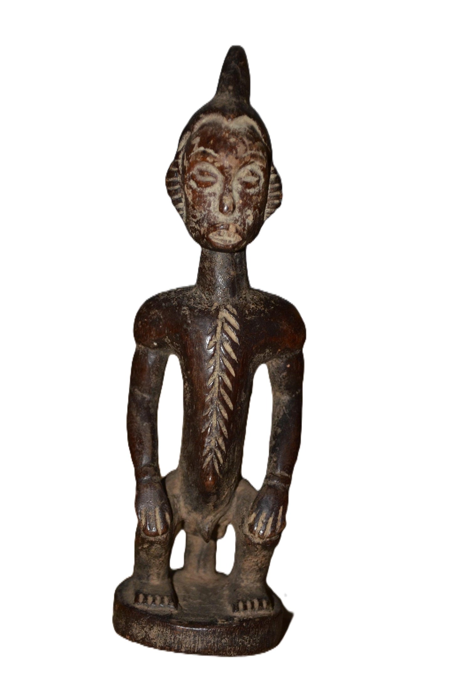 Authentic Igbo Statue | Brown & White Ancestor Figure | Nigerian Tribal Art