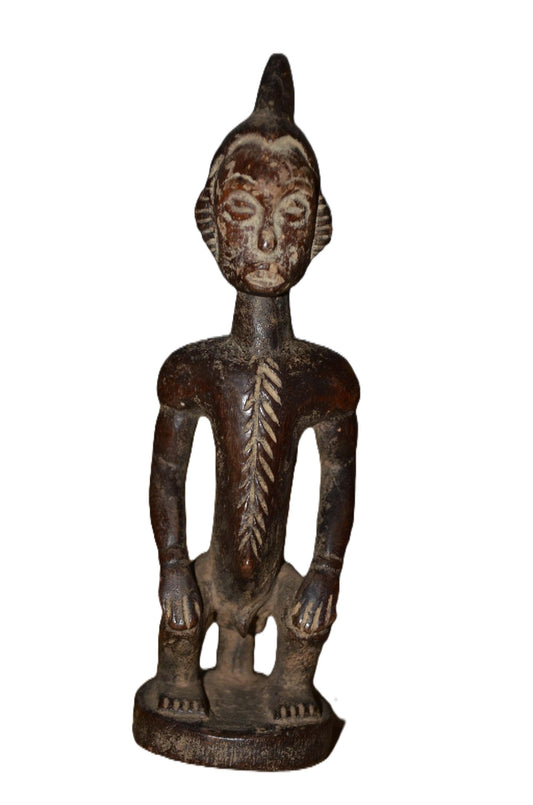 Authentic Igbo Statue | Brown & White Ancestor Figure | Nigerian Tribal Art