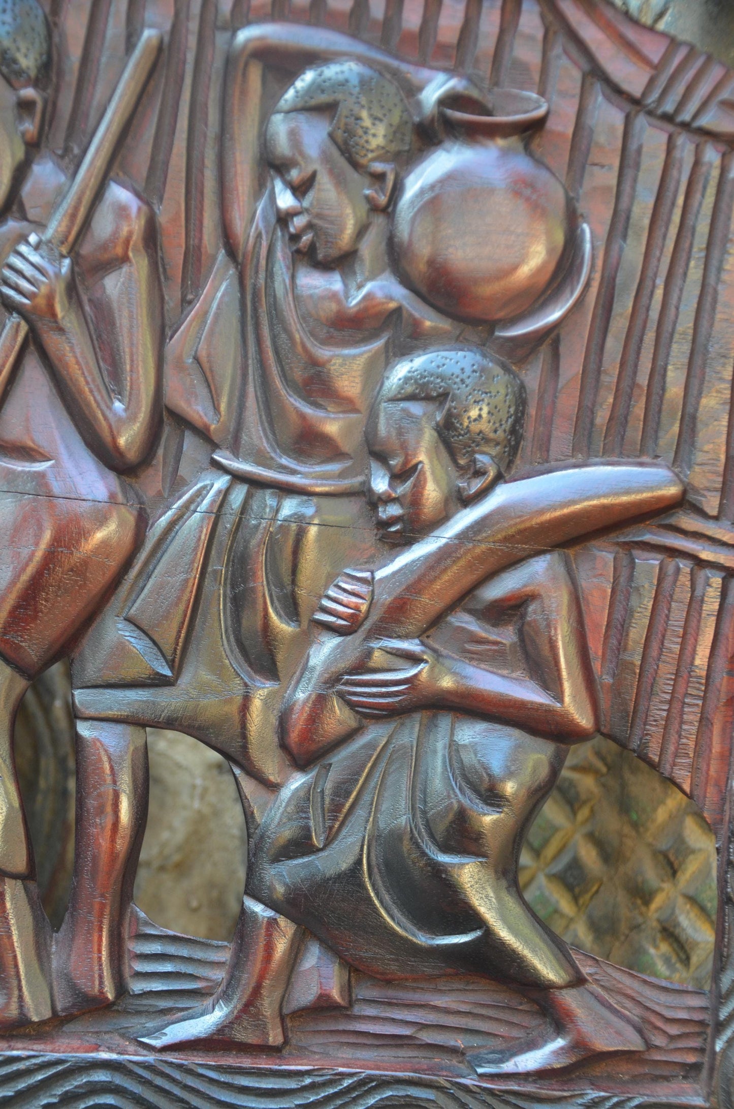 African Community Celebration Wall Plaque | Large Hand-Carved Wooden Relief Art | Village Gathering Wall Decor | Ethnic Sculptural Panel