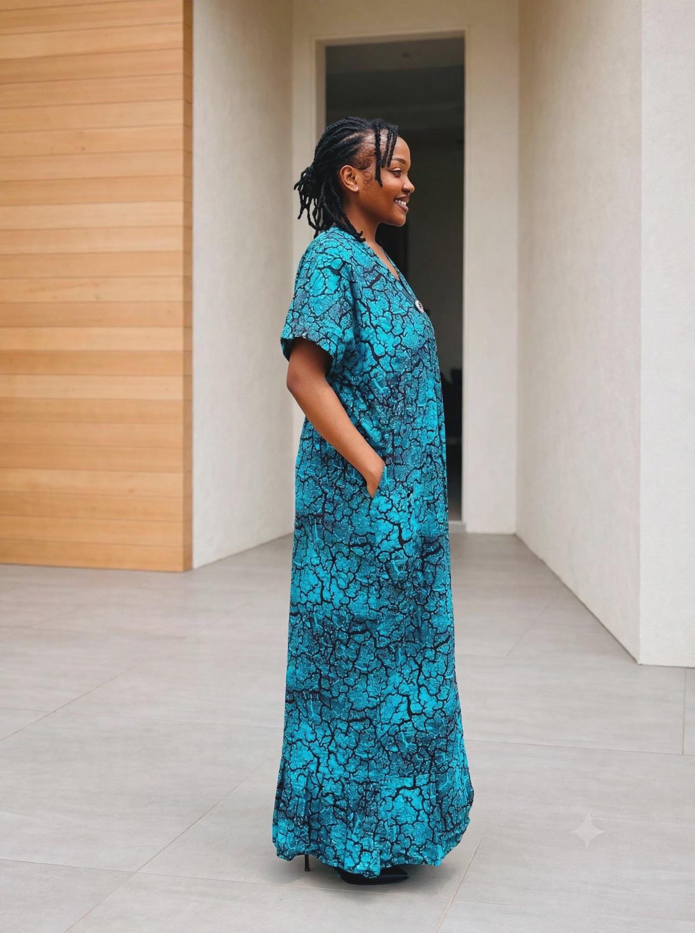 Adire Silk Bubu Dress | Free Size Tie Dye Caftan, Maxi Dress