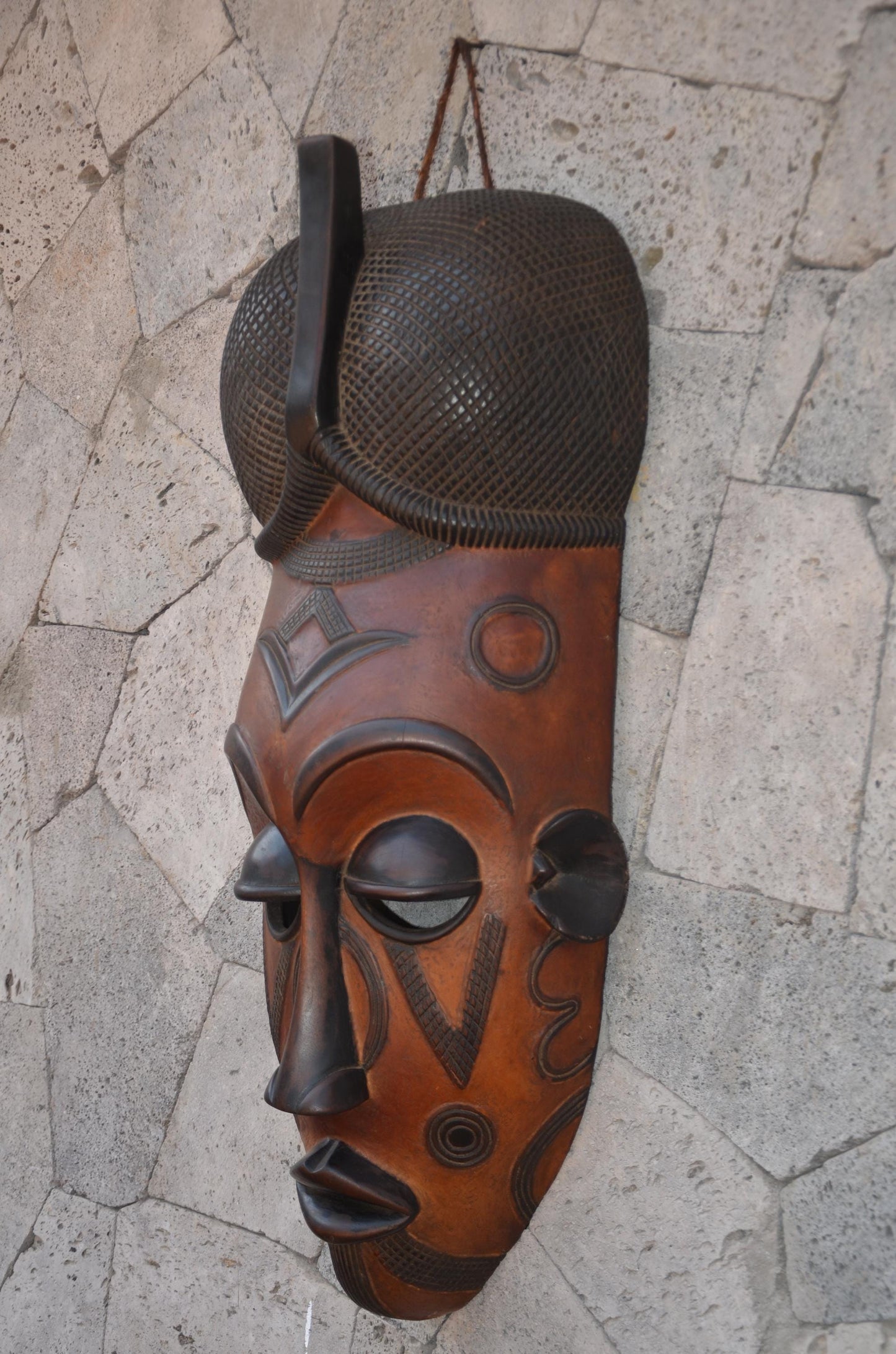 Authentic Chokwe-Style Mask | Elegant Angolan Tribal Wall Art