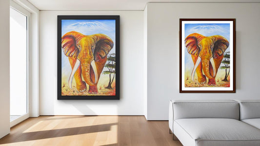 Peinture impressionniste d'éléphant | Décoration murale extra large | Portrait d'éléphant sur toile | Décoration d'intérieur