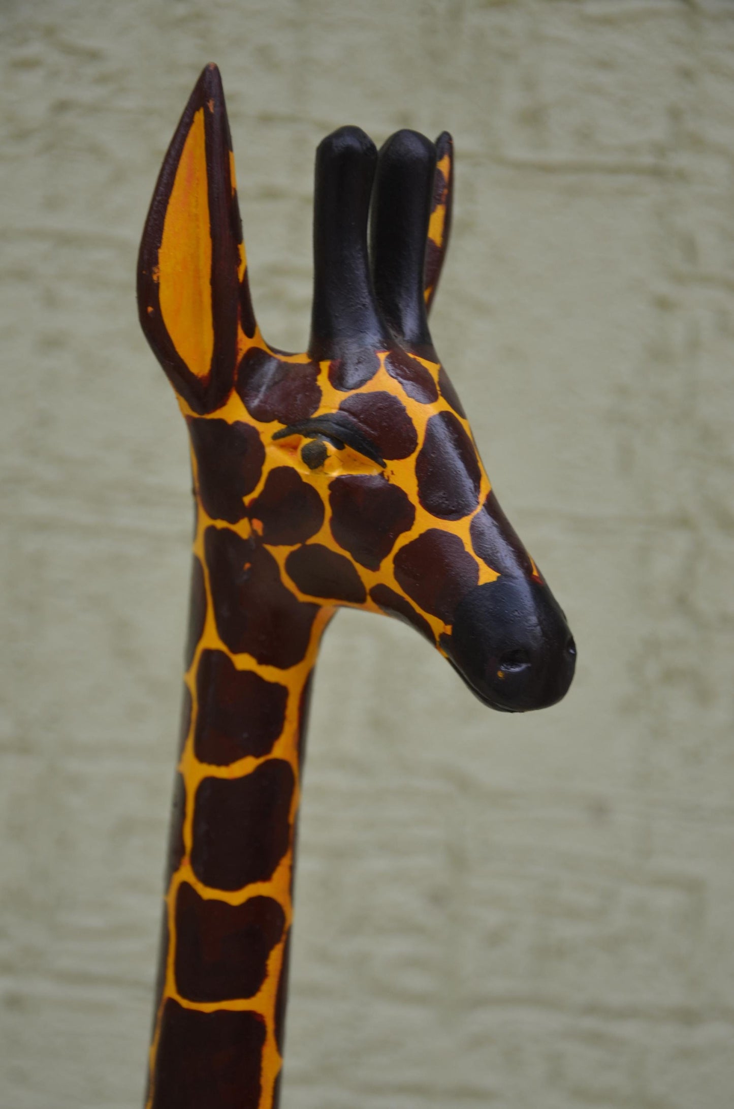 Hand-Painted African Wooden Giraffe Sculpture | Safari Art