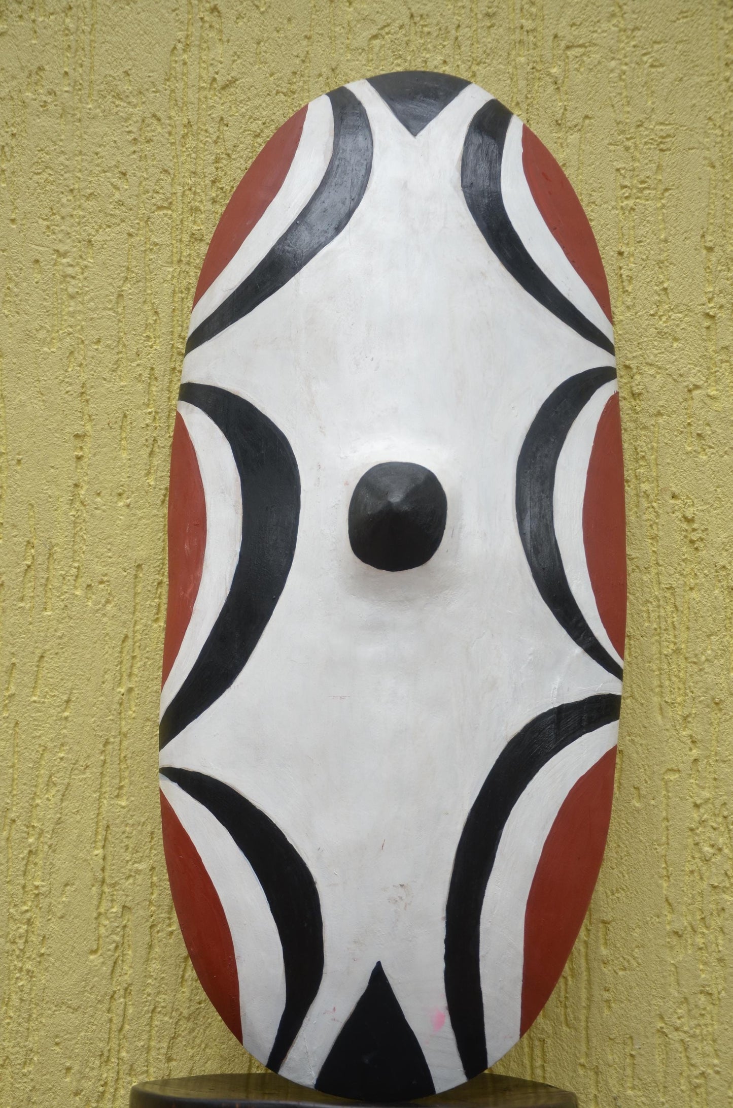 Rwandan Intore Shield – 30" Hand-Painted Wood Dance Shield – Tribal Decor