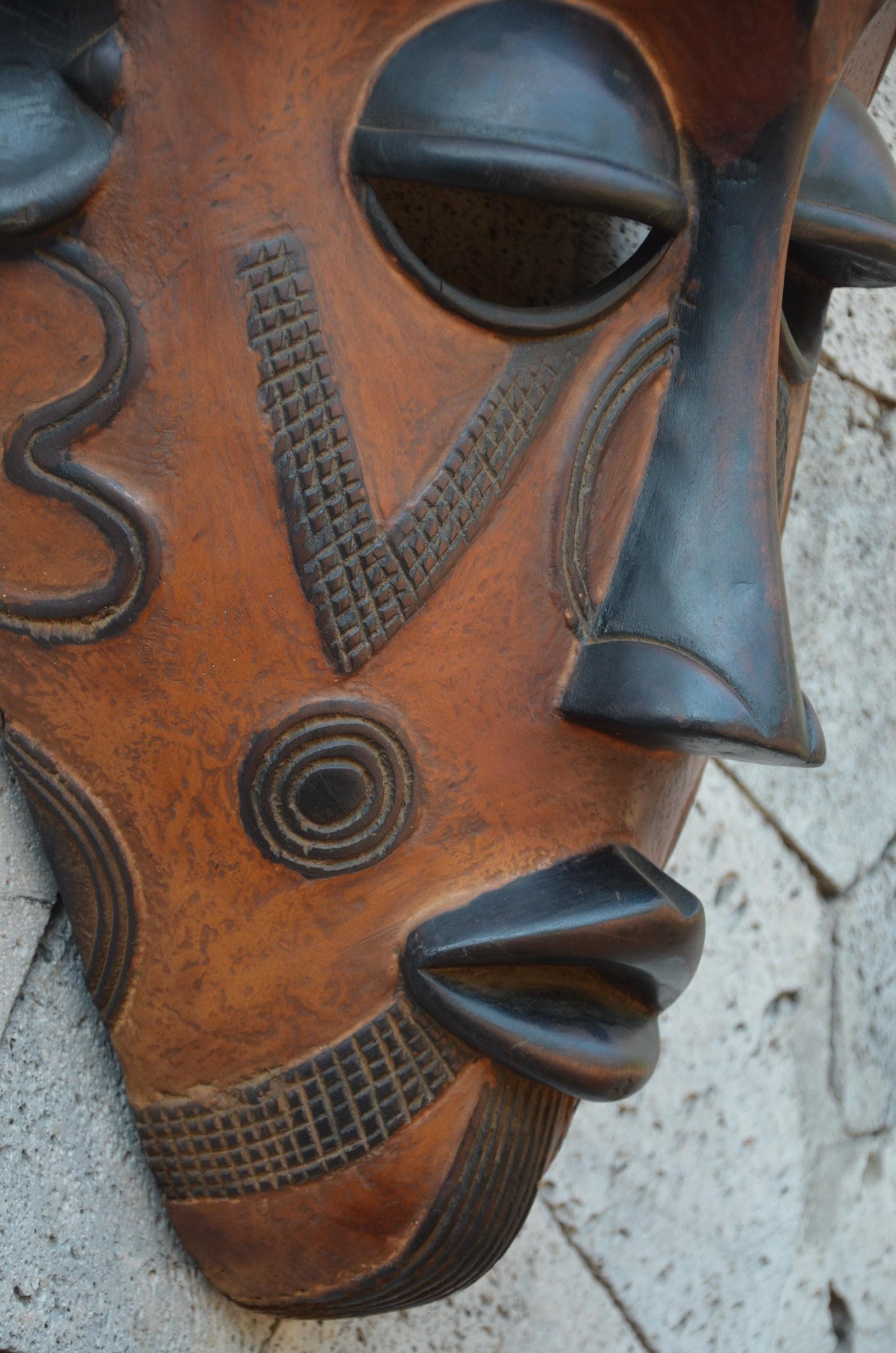 Authentic Chokwe-Style Mask | Elegant Angolan Tribal Wall Art