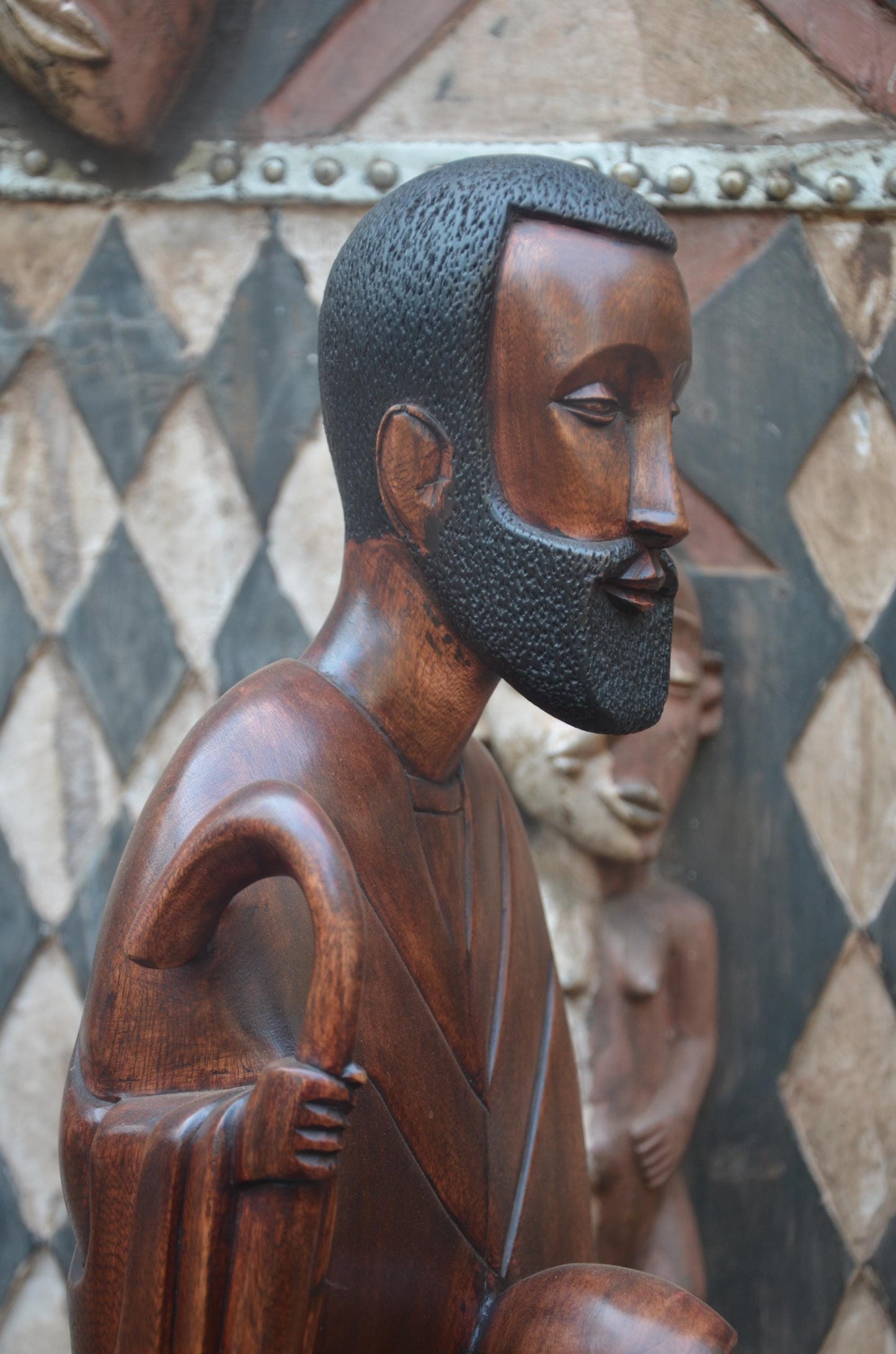 Hand-Carved African Holy Family Sculpture | Wooden Nativity Art