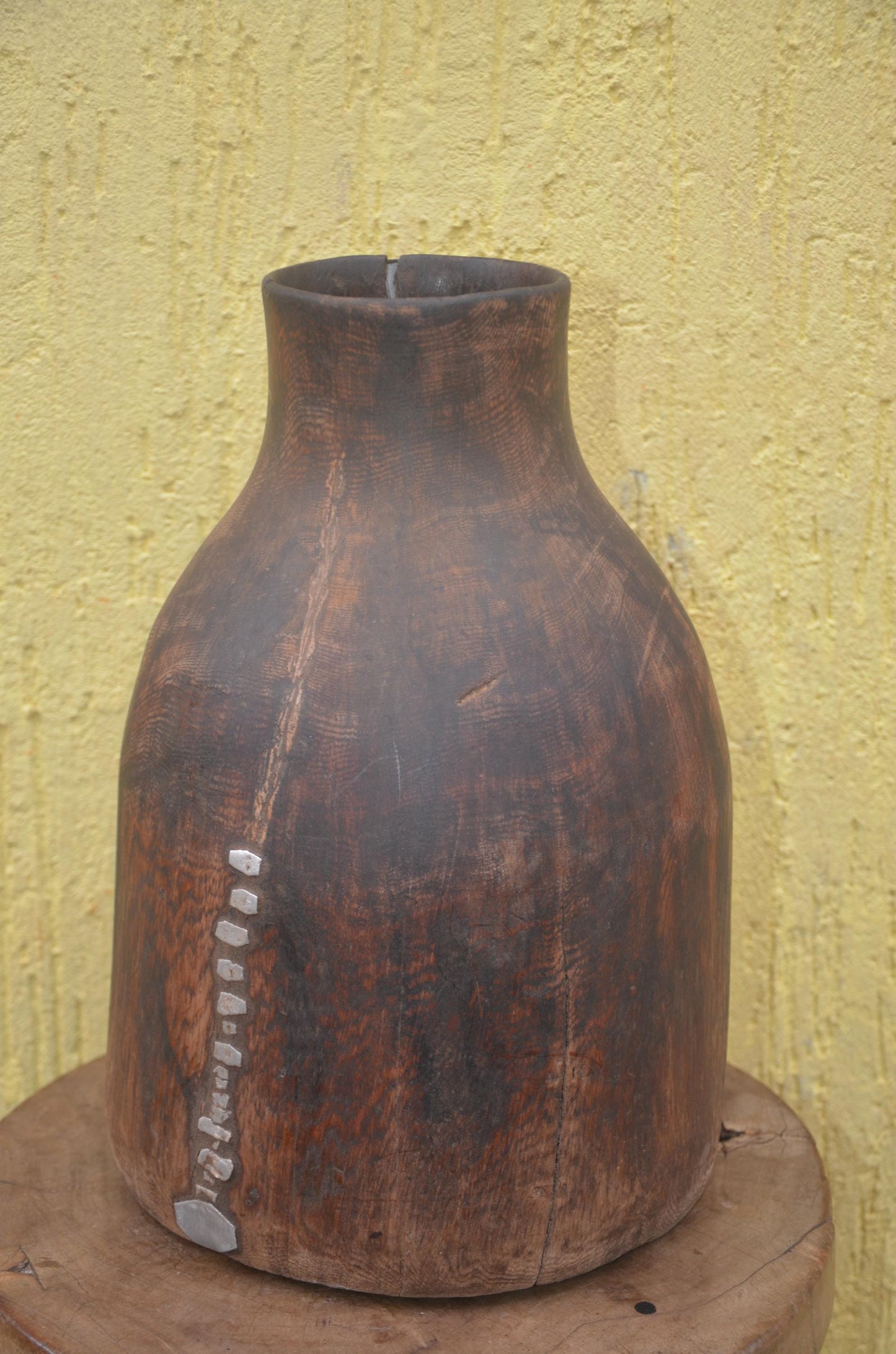 Authentic Rwandan Milk Vessel | Dark Brown Icyansi | Traditional Wood Art