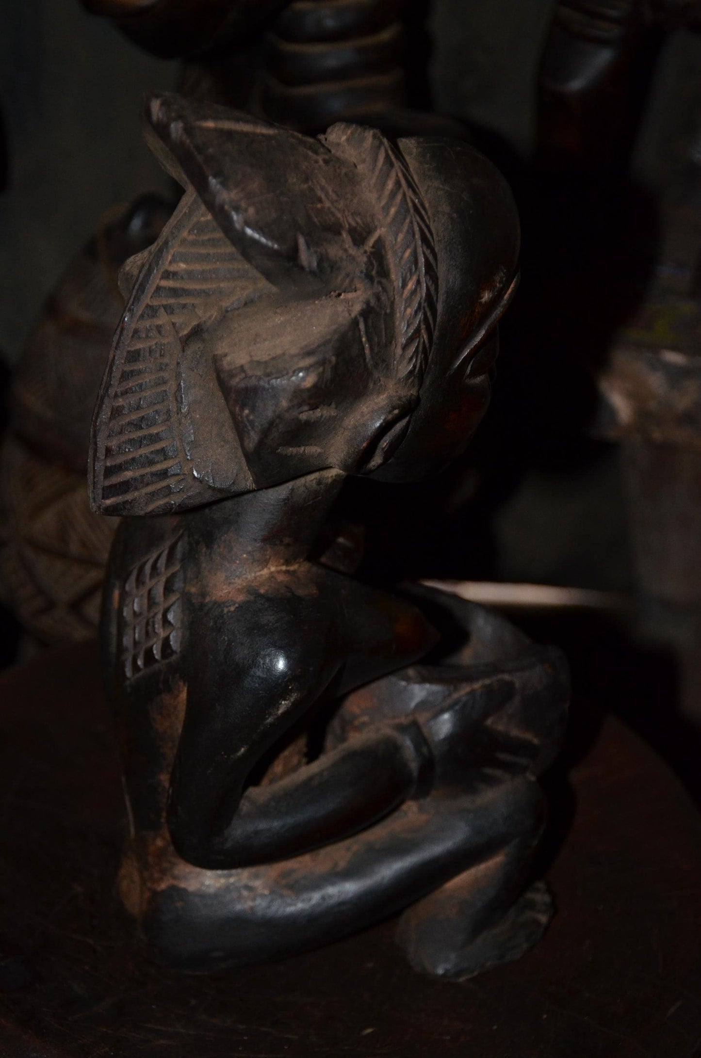 Authentic Luba Kneeling Figure | Mboko Bowl Bearer | Congolese Tribal Art