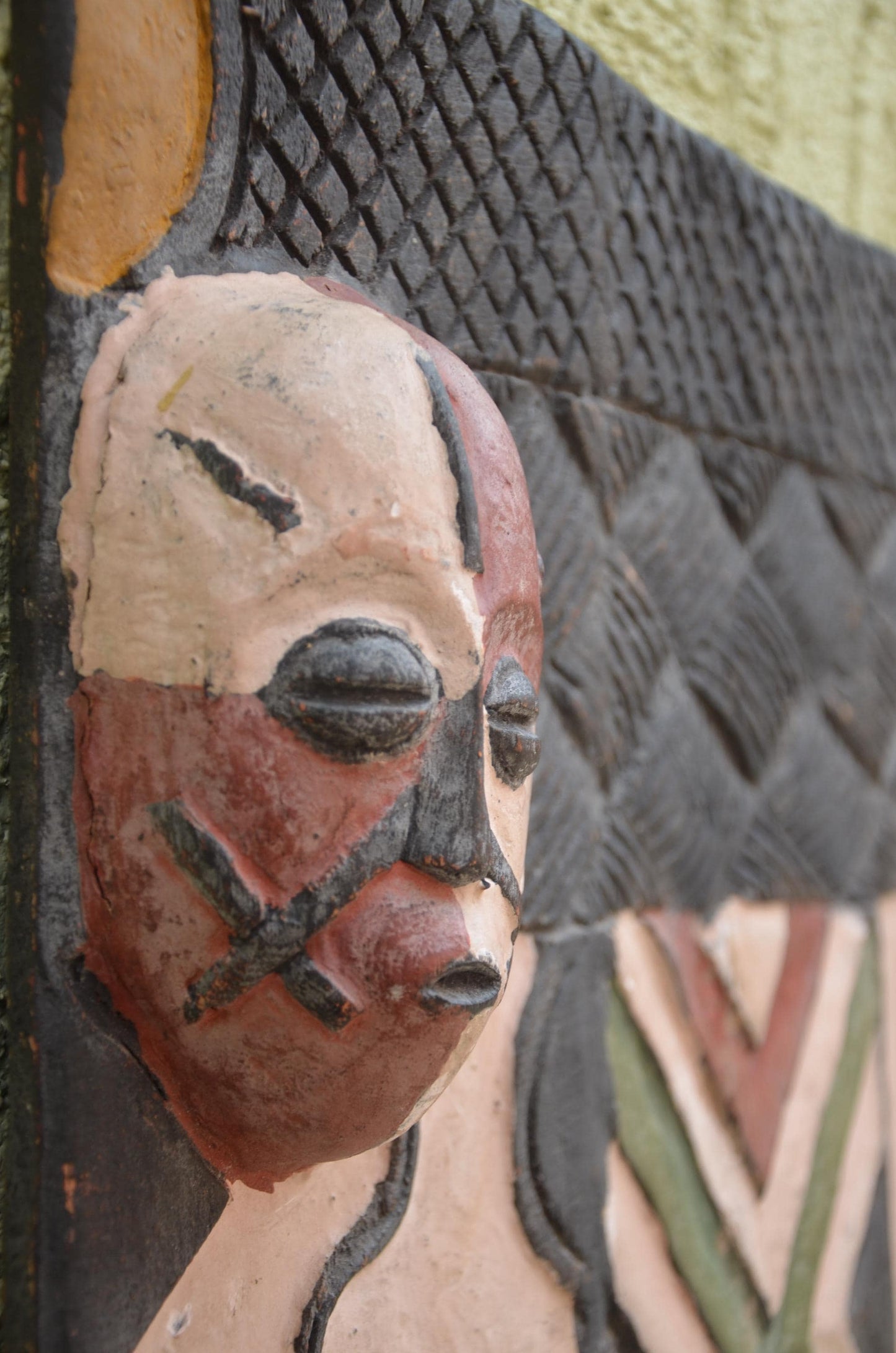 Authentic Large African Polychrome Mask Panel | Tribal Art