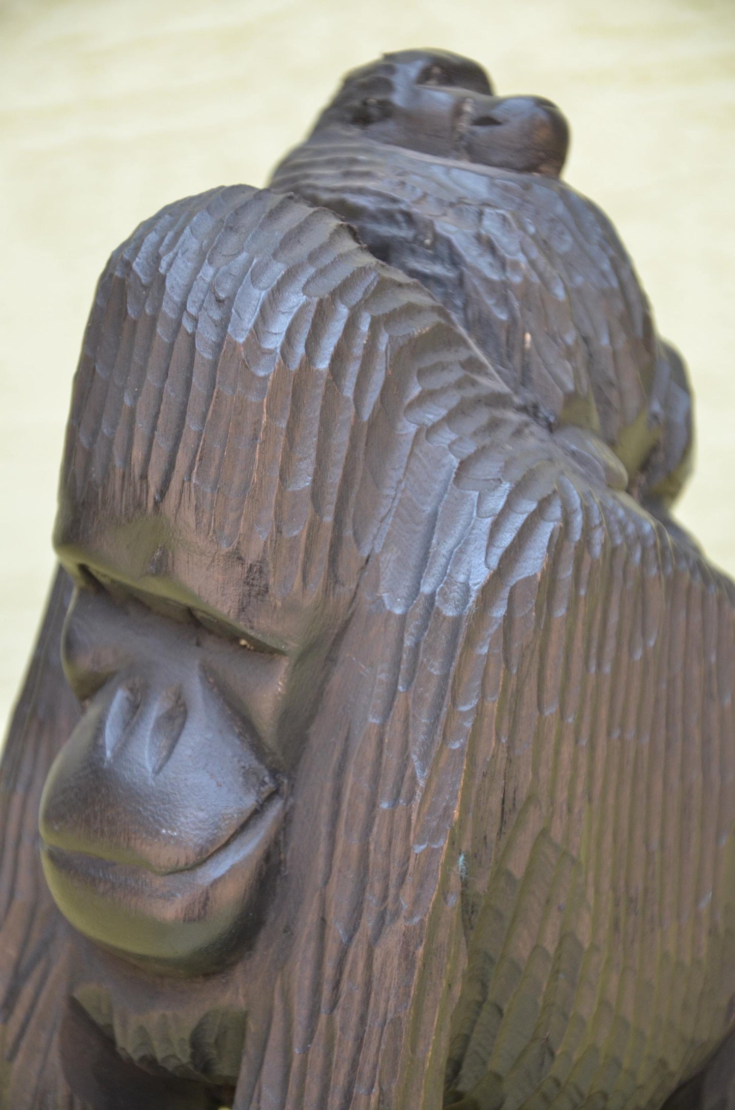 Hand Carved Wooden Mother and Baby Gorilla | Wildlife Art