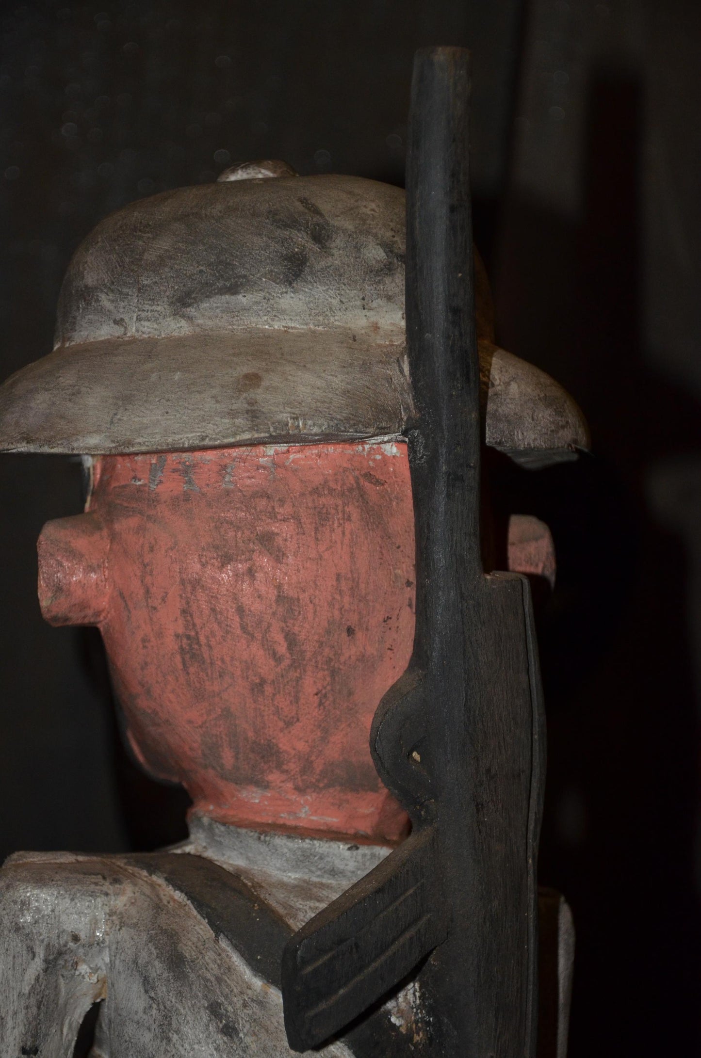 Colonial Soldier Statue | Hand-Carved Wooden Figure | Ethnographic Wood Art