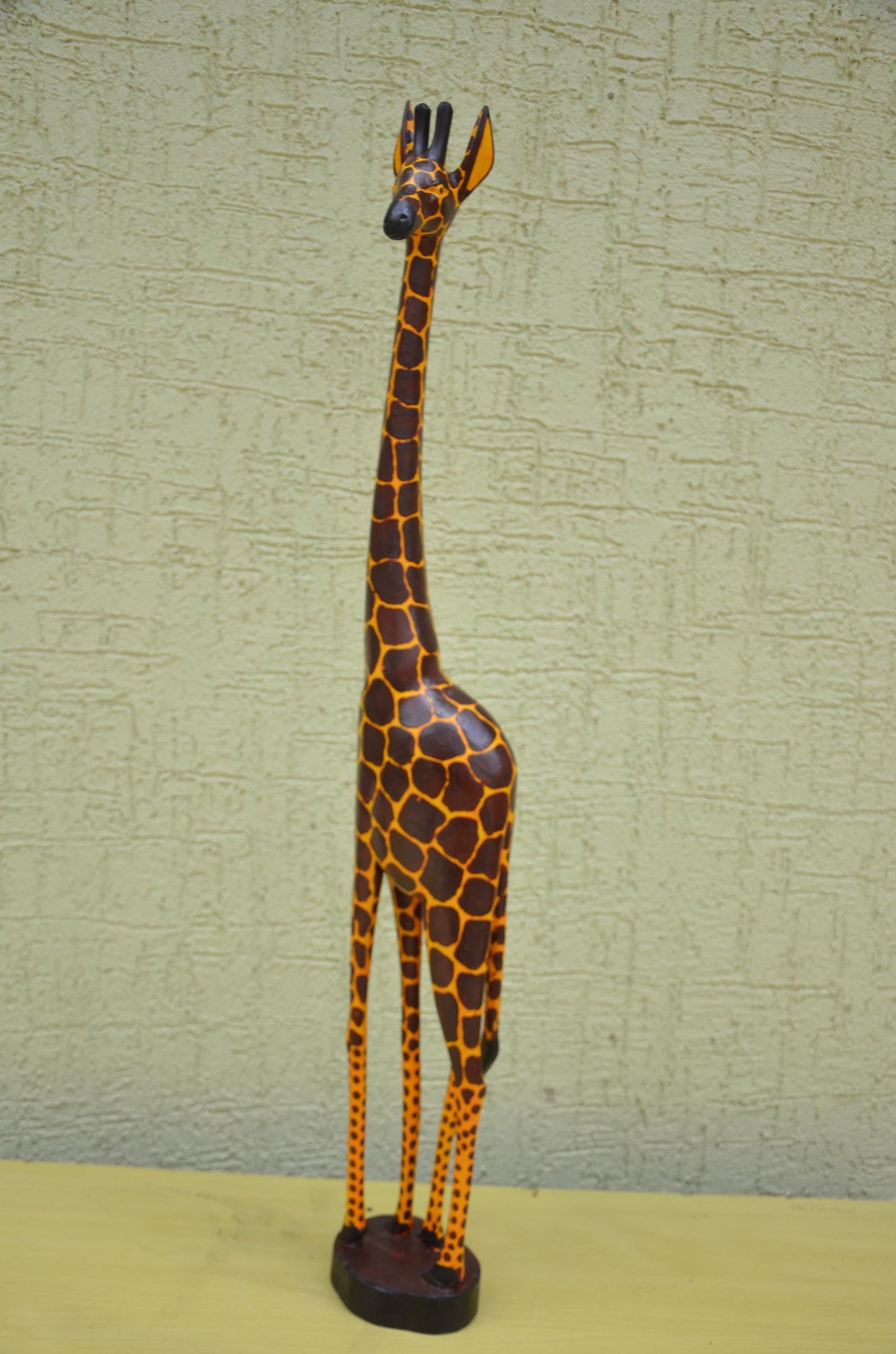 Hand-Painted African Wooden Giraffe Sculpture | Safari Art
