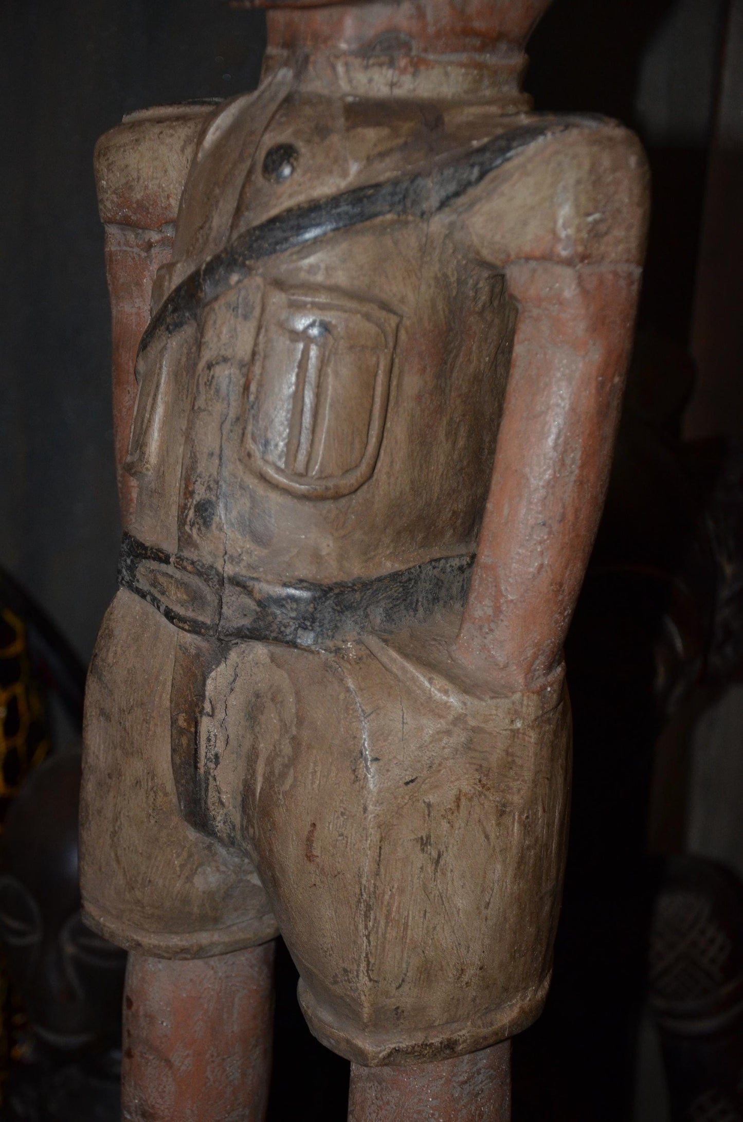 Colonial Administrator Figure | Large Hand-Carved Wood Statue | Ethnographic Art