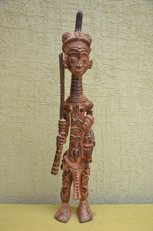 Monumental African Luluwa Maternity Wooden Statue | Tribal Art