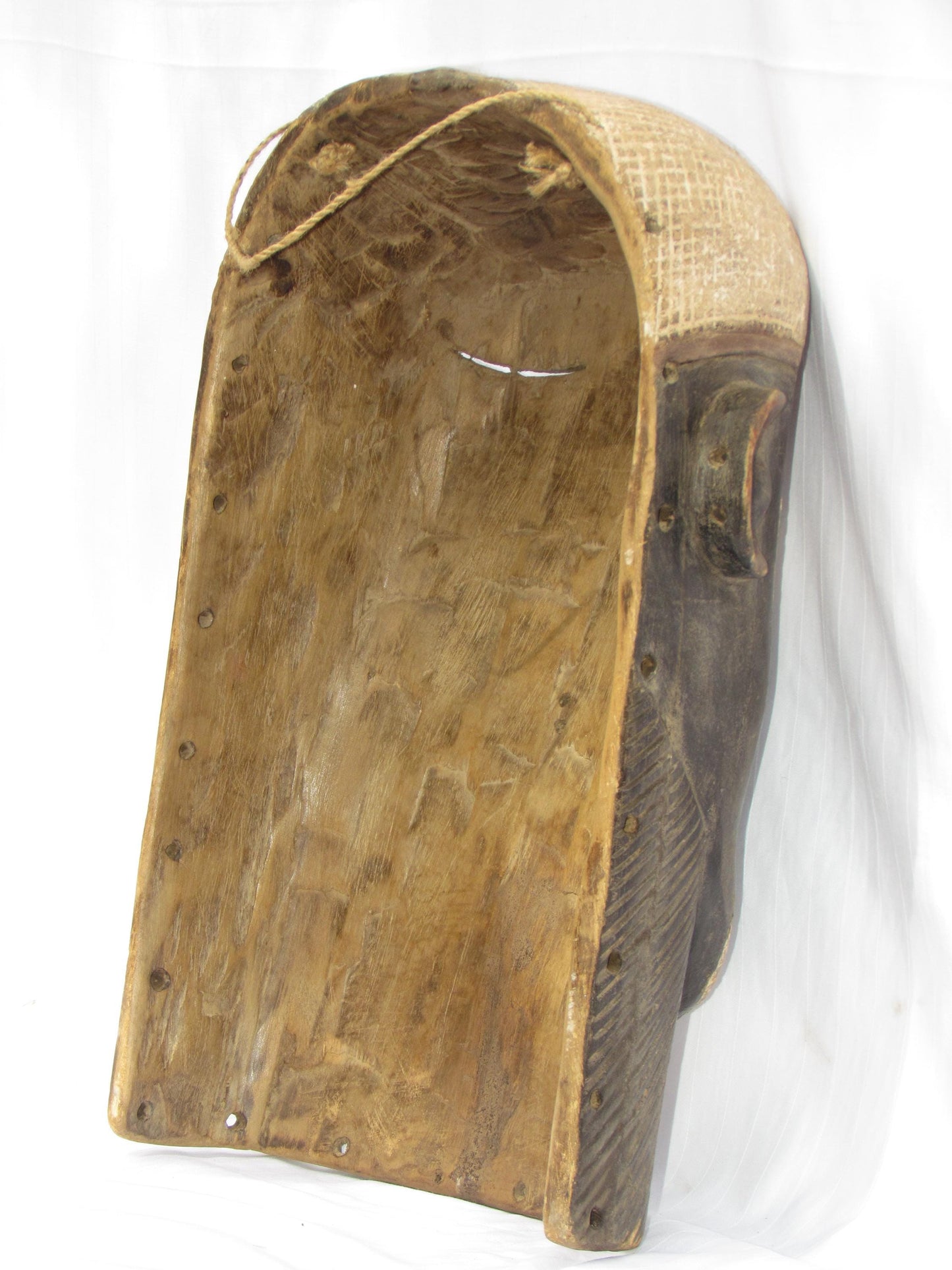 Vintage hand carved wall hanging African traditional wooden mask from D.R.C
