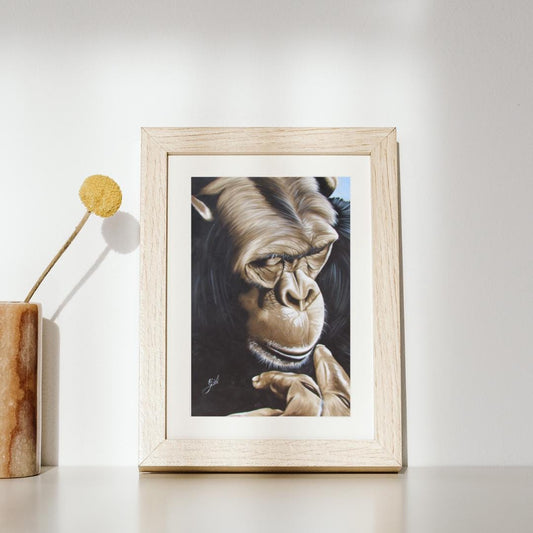 Toile en velours vintage représentant un chimpanzé – Décoration murale singe noir, imprimé animalier safari, décoration jungle rétro, décoration murale pour chambre d'enfant ou bureau