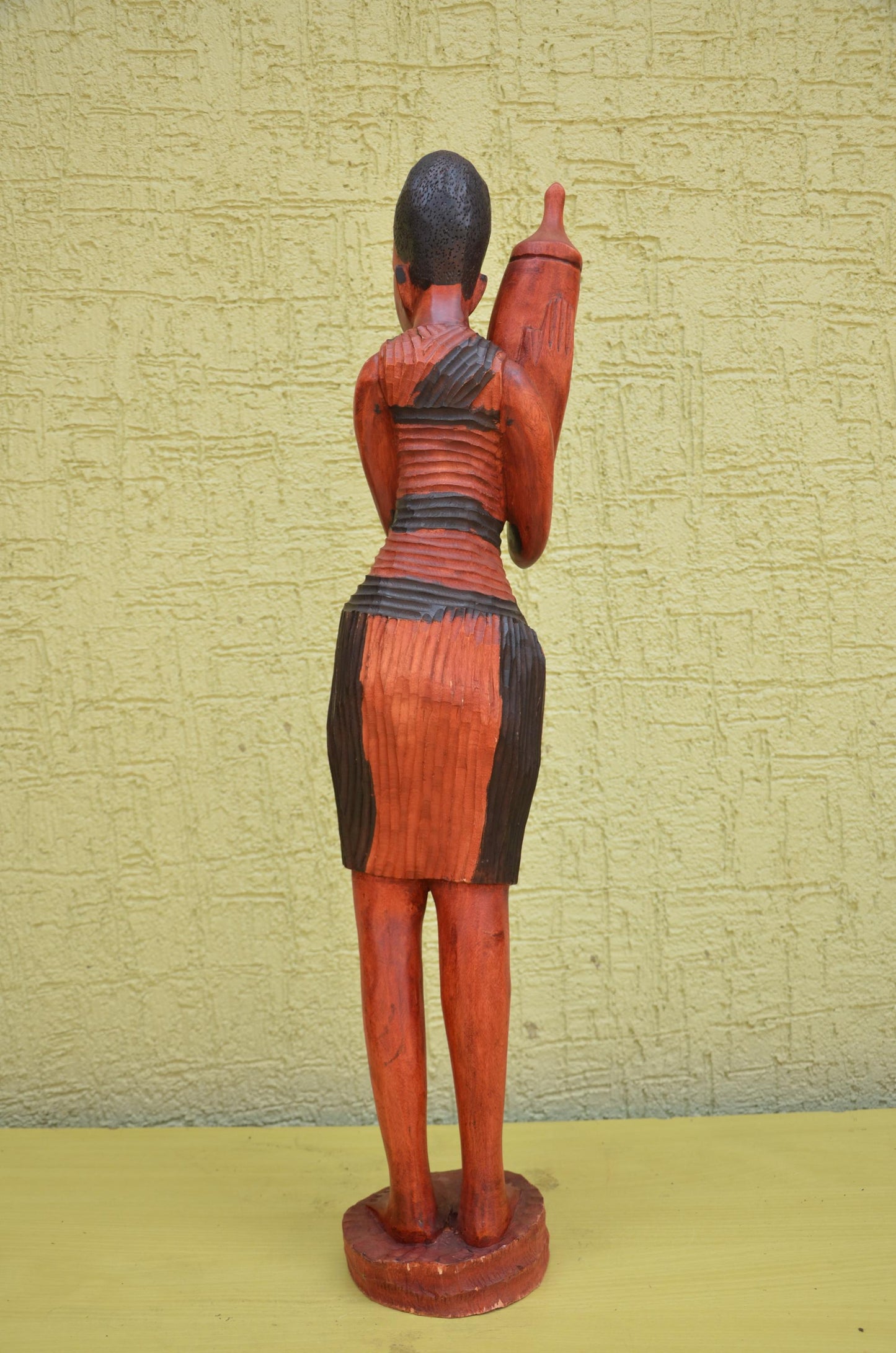 African Female Water Bearer Wooden Sculpture | Tribal Art